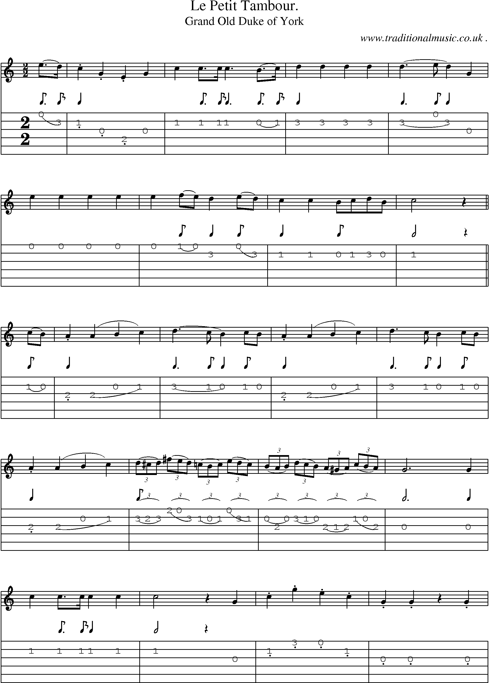 Sheet-Music and Guitar Tabs for Le Petit Tambour