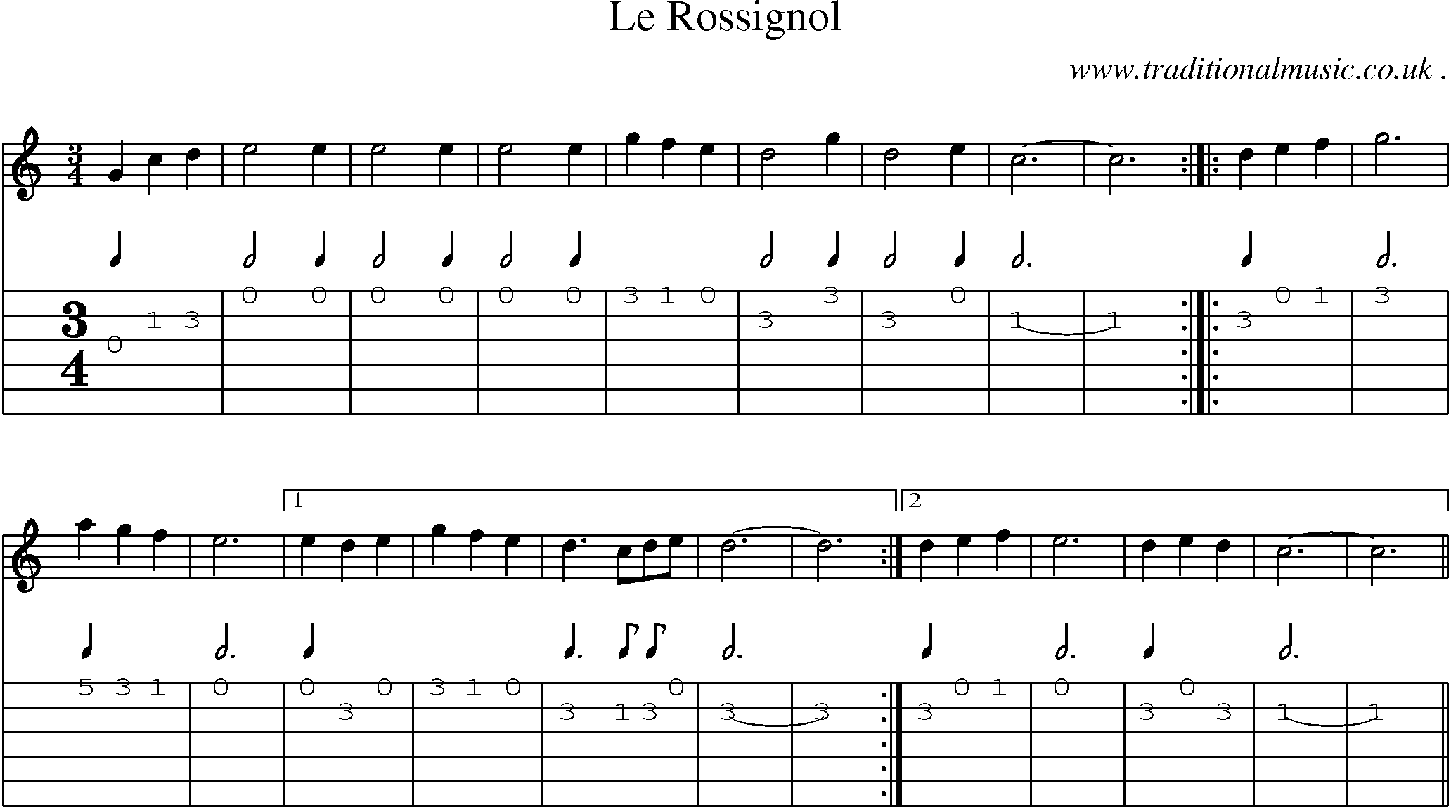 Sheet-Music and Guitar Tabs for Le Rossignol