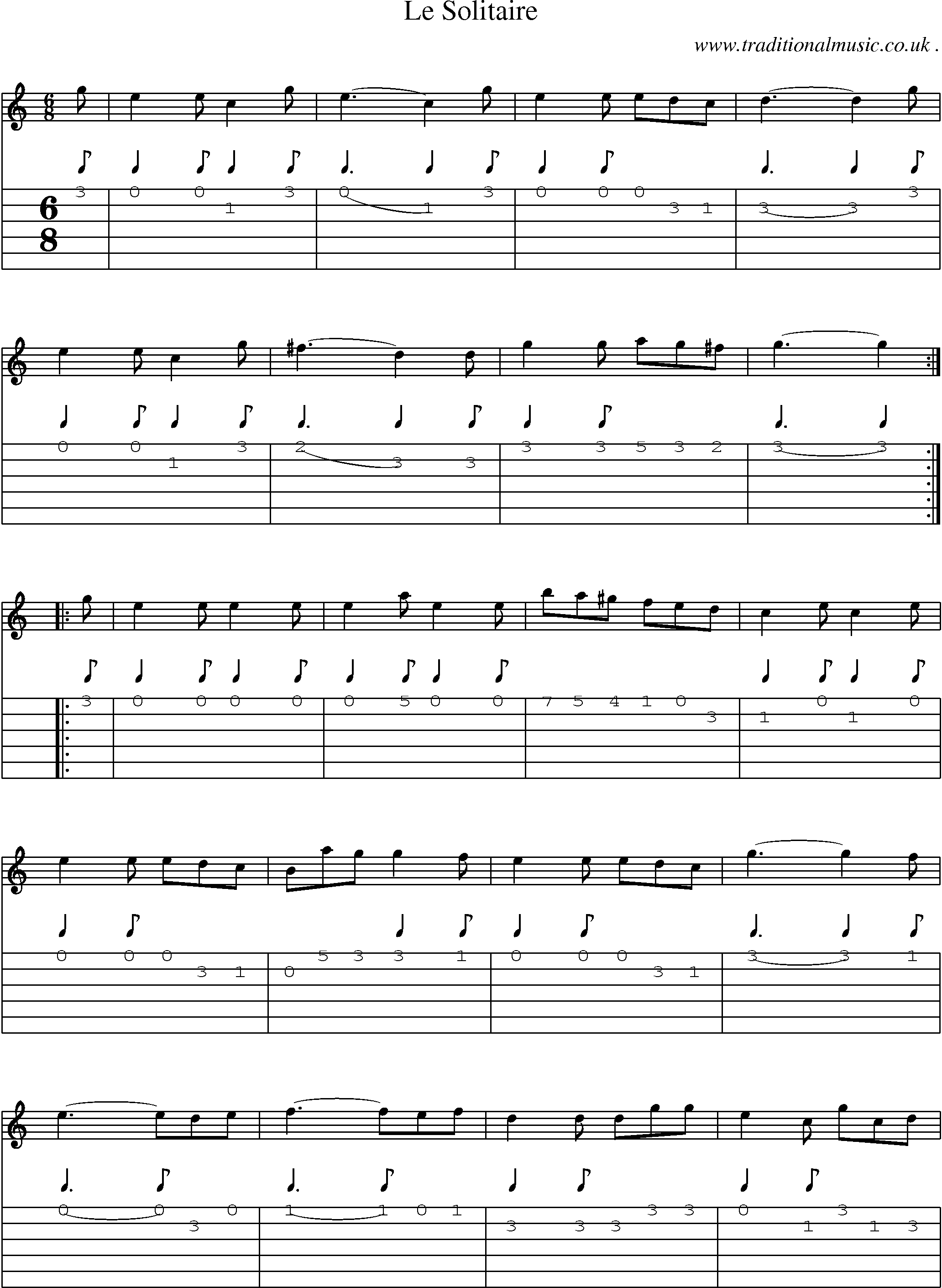 Sheet-Music and Guitar Tabs for Le Solitaire