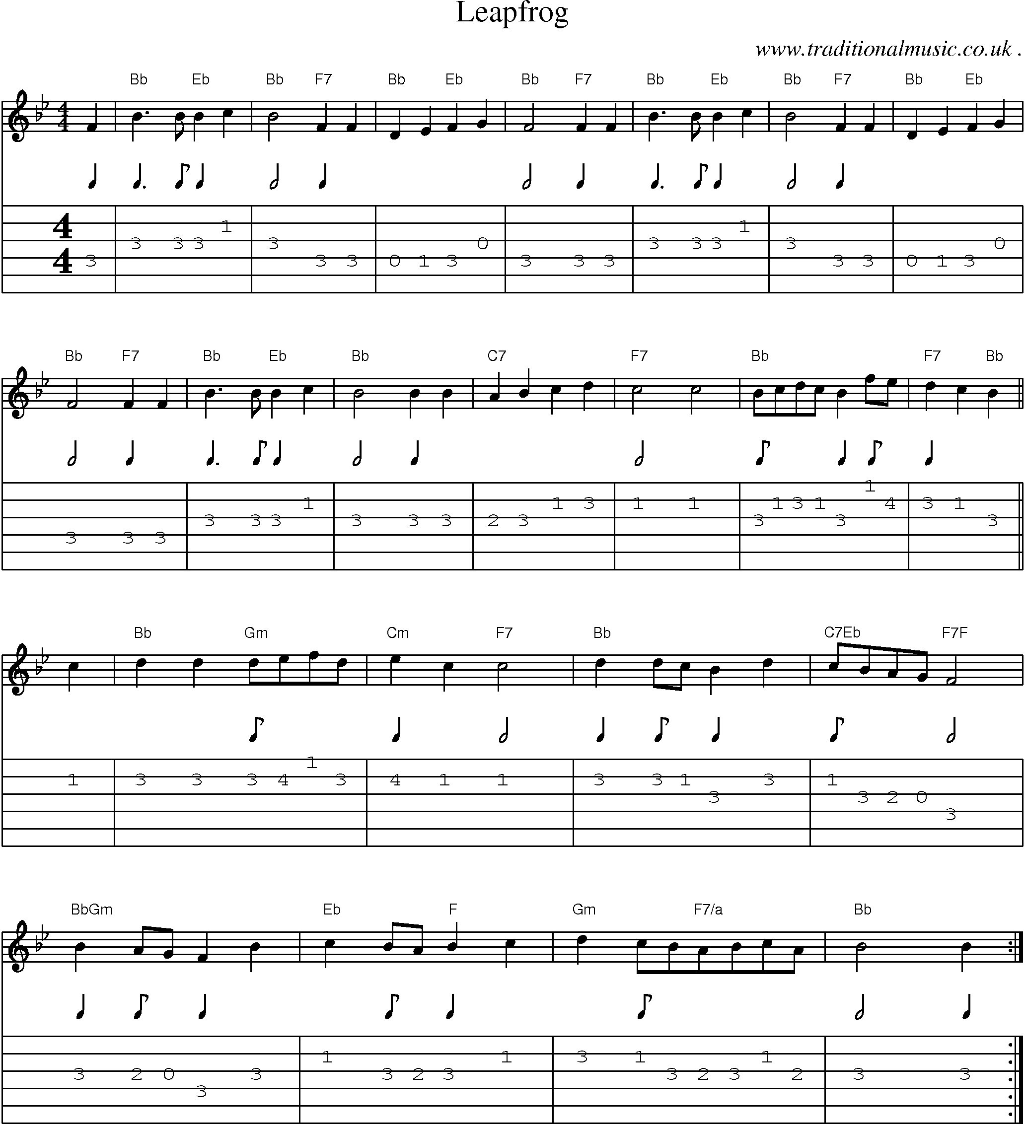 Sheet-Music and Guitar Tabs for Leapfrog