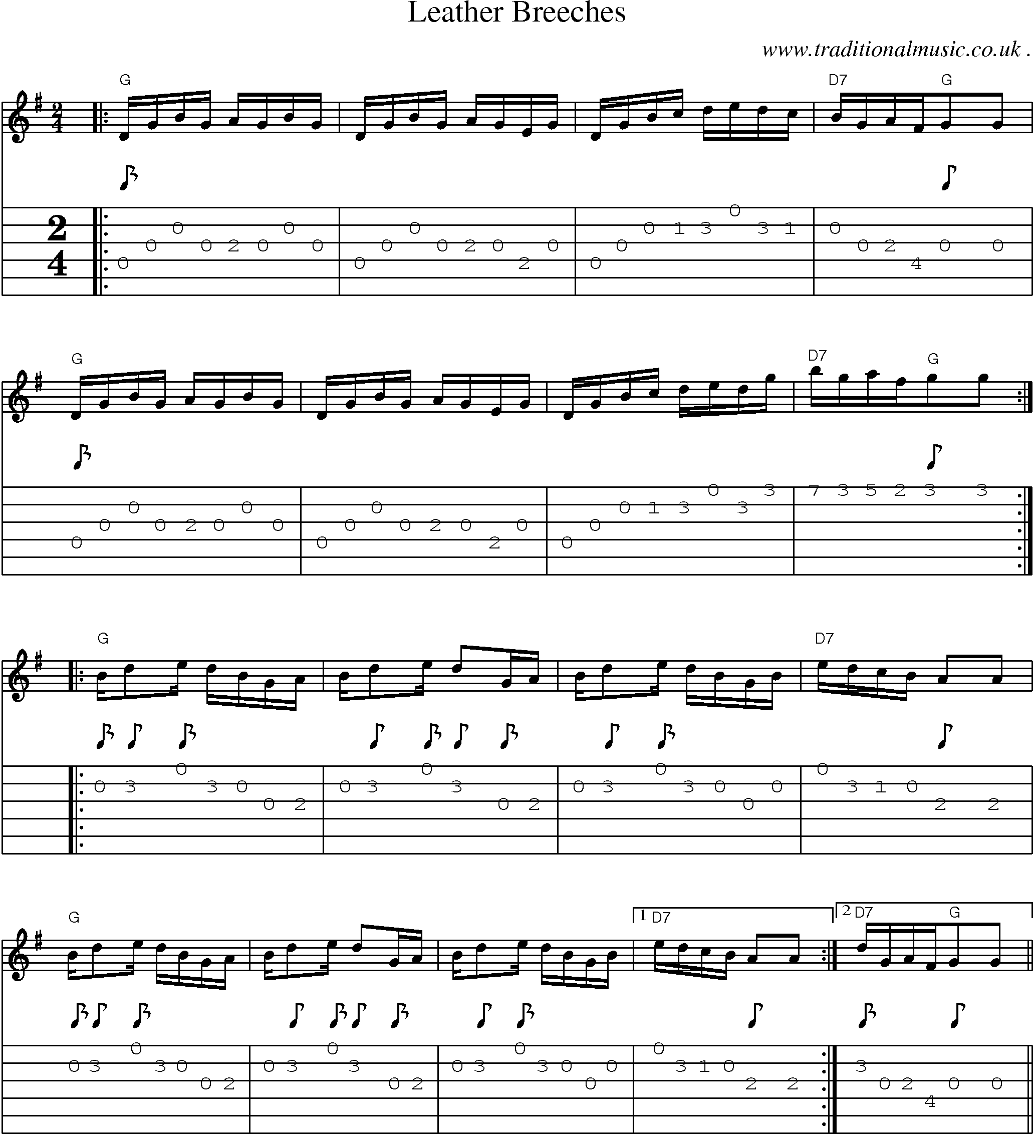 Sheet-Music and Guitar Tabs for Leather Breeches