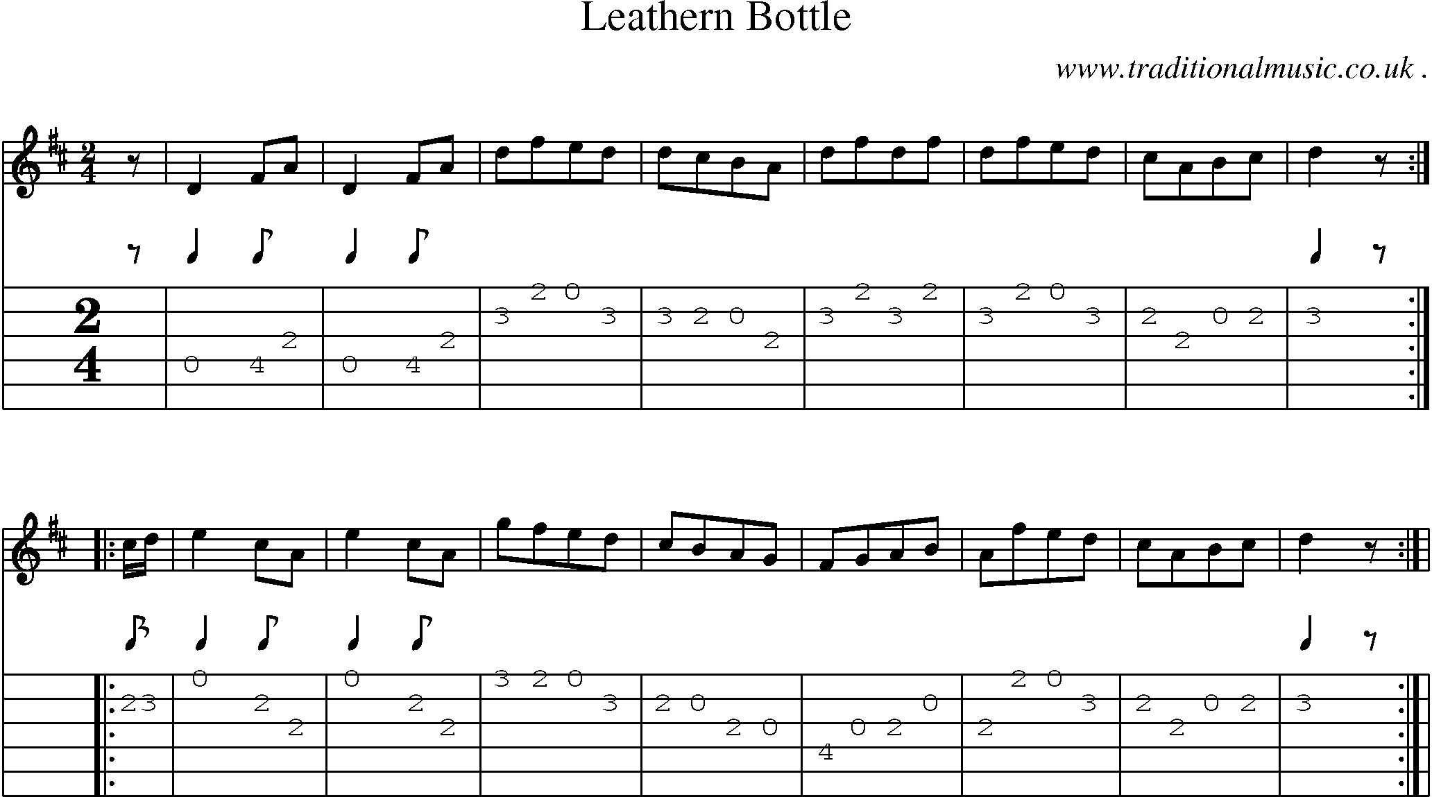 Sheet-Music and Guitar Tabs for Leathern Bottle