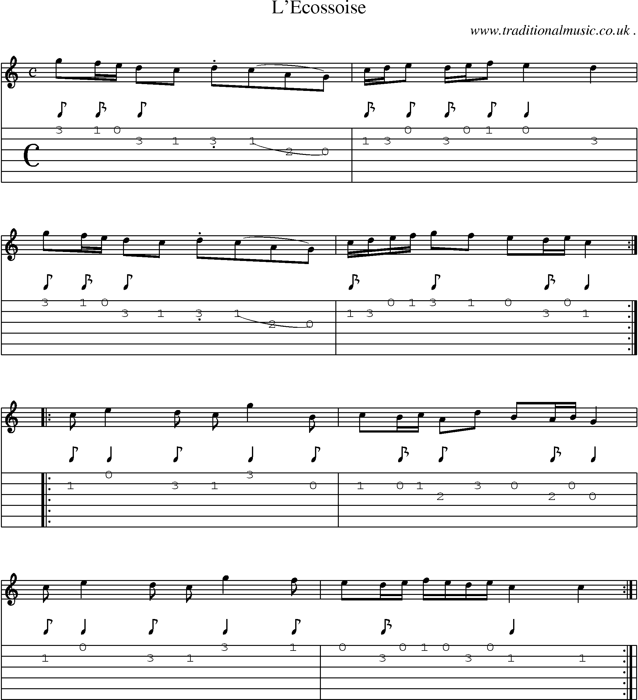 Sheet-Music and Guitar Tabs for Lecossoise