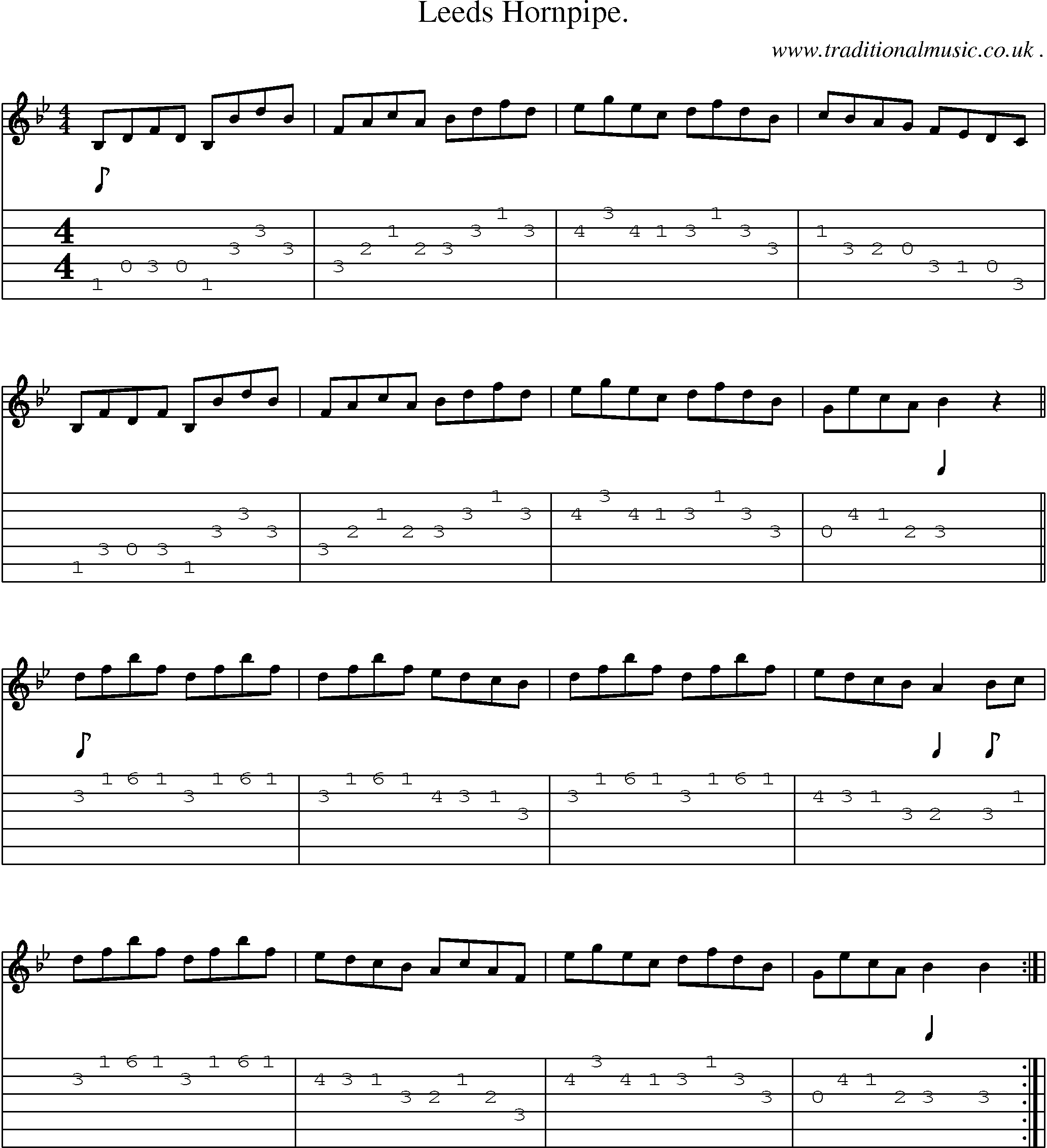 Sheet-Music and Guitar Tabs for Leeds Hornpipe