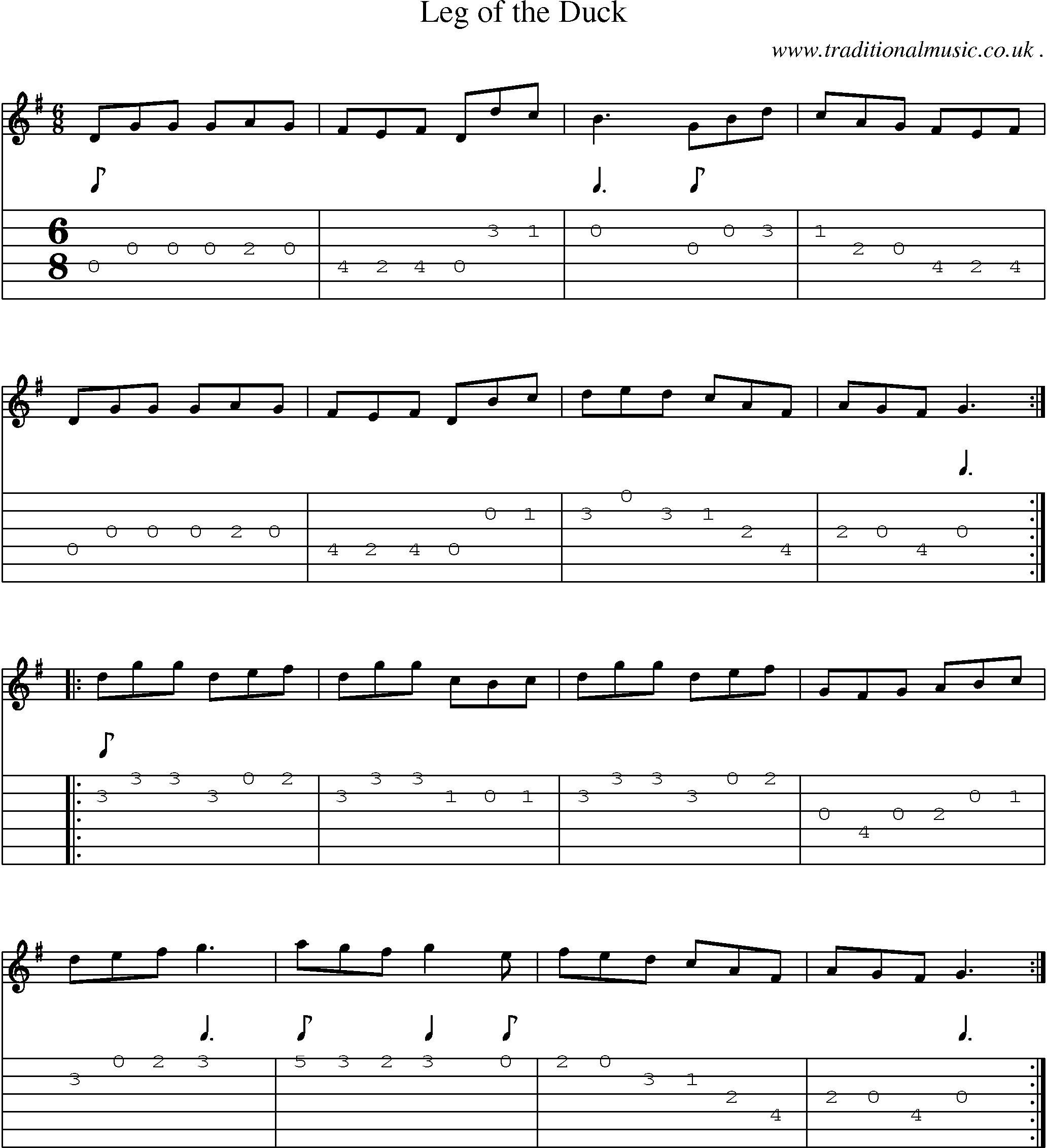 Sheet-Music and Guitar Tabs for Leg Of The Duck