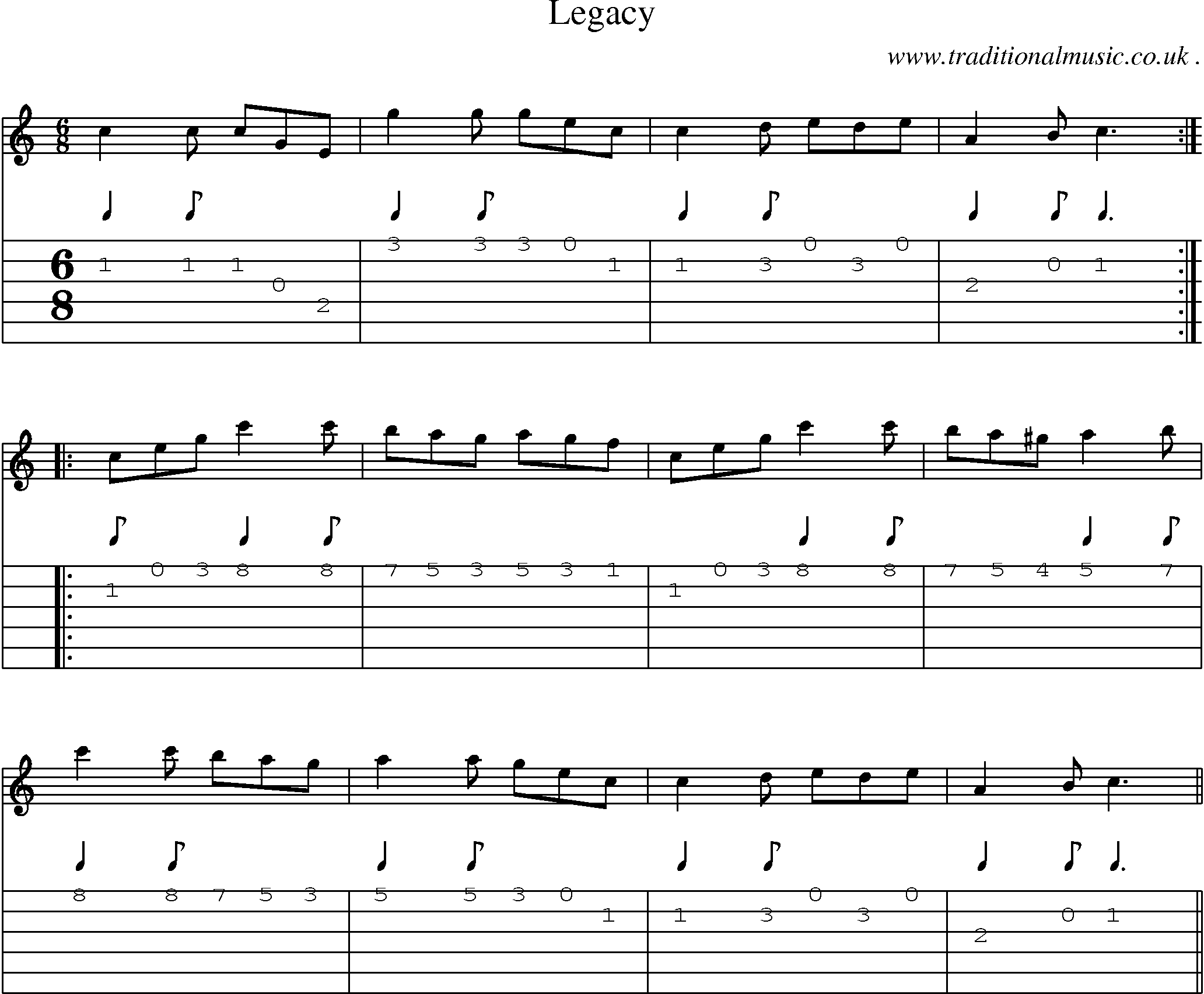 Sheet-Music and Guitar Tabs for Legacy