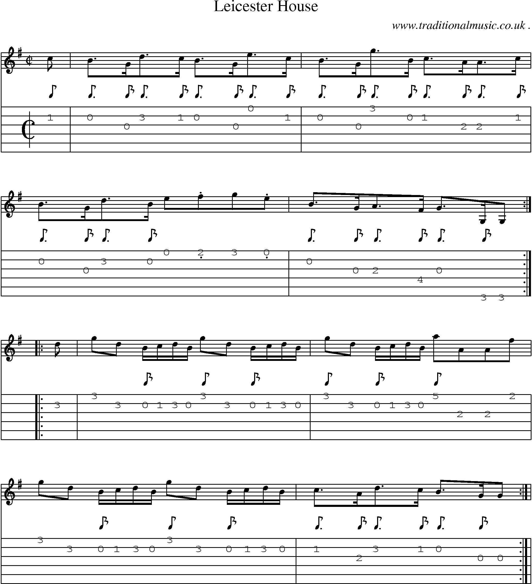 Sheet-Music and Guitar Tabs for Leicester House