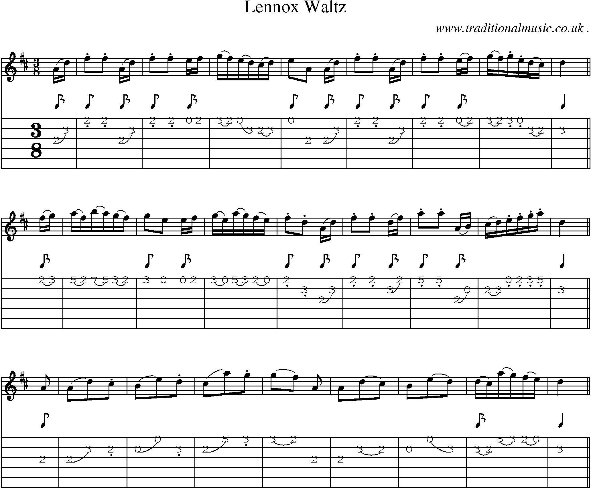 Sheet-Music and Guitar Tabs for Lennox Waltz