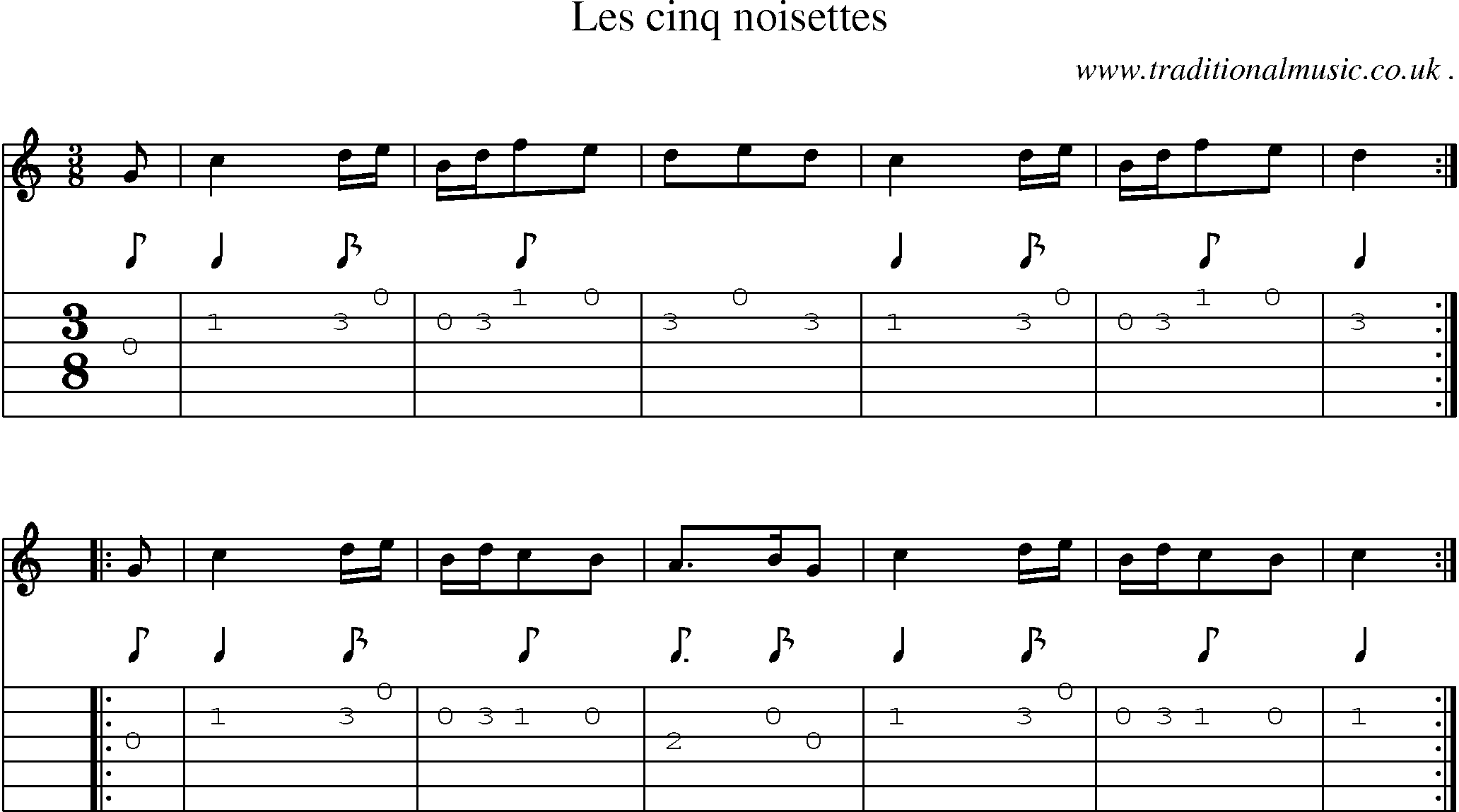 Sheet-Music and Guitar Tabs for Les Cinq Noisettes