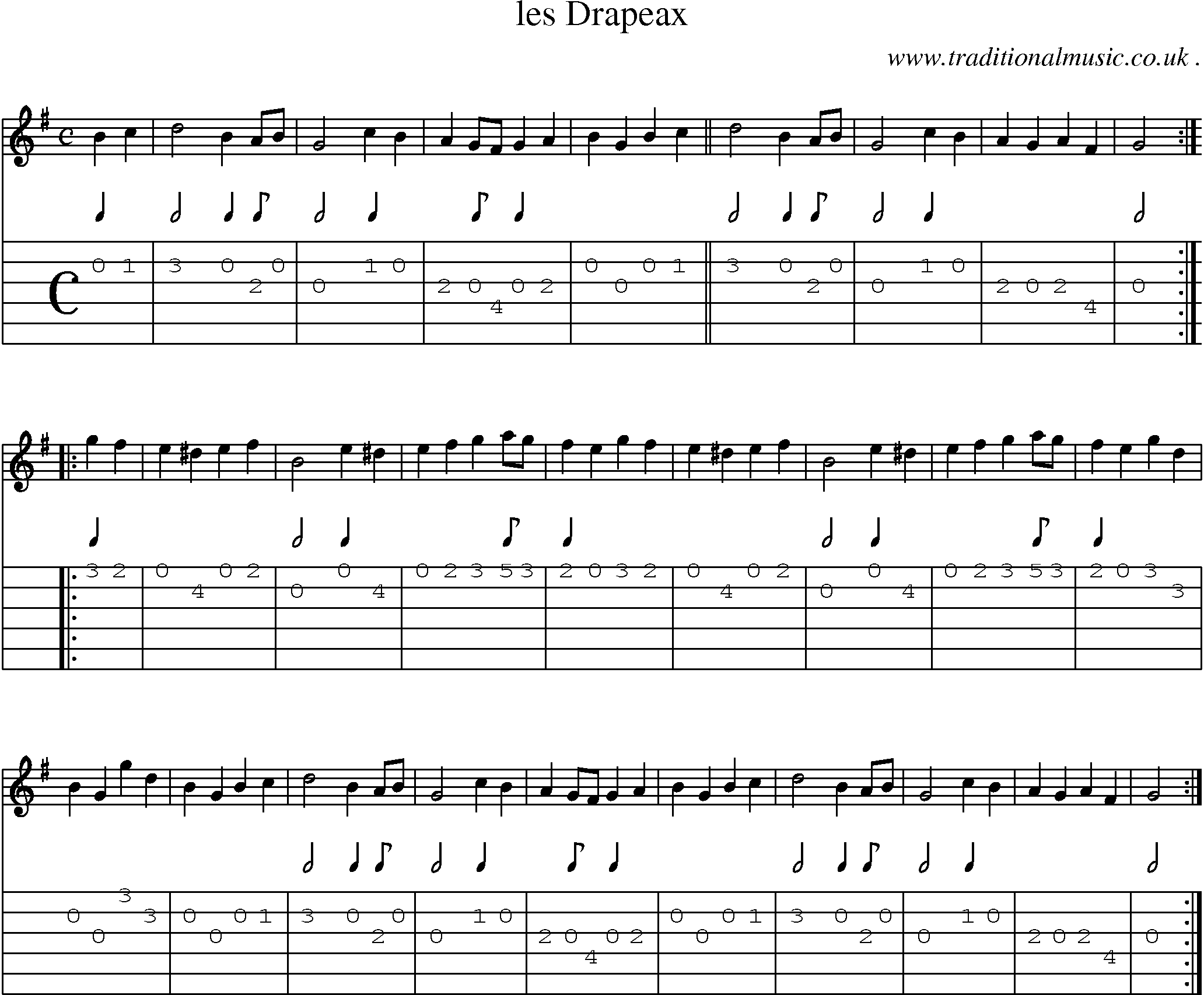 Sheet-Music and Guitar Tabs for Les Drapeax