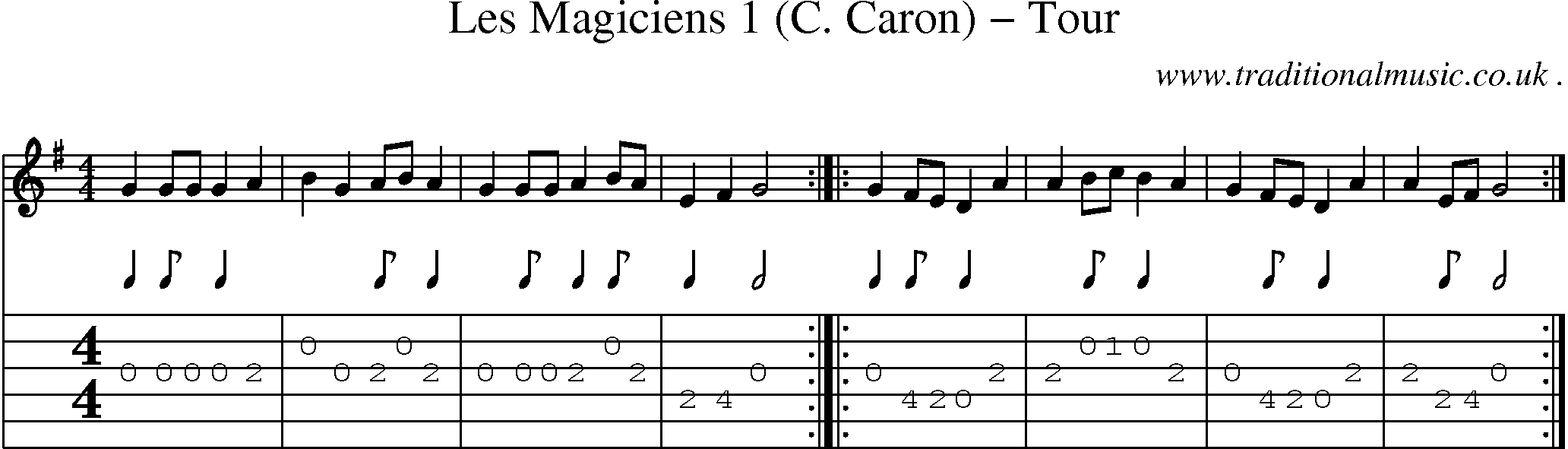 Sheet-Music and Guitar Tabs for Les Magiciens 1 (c Caron) Tour