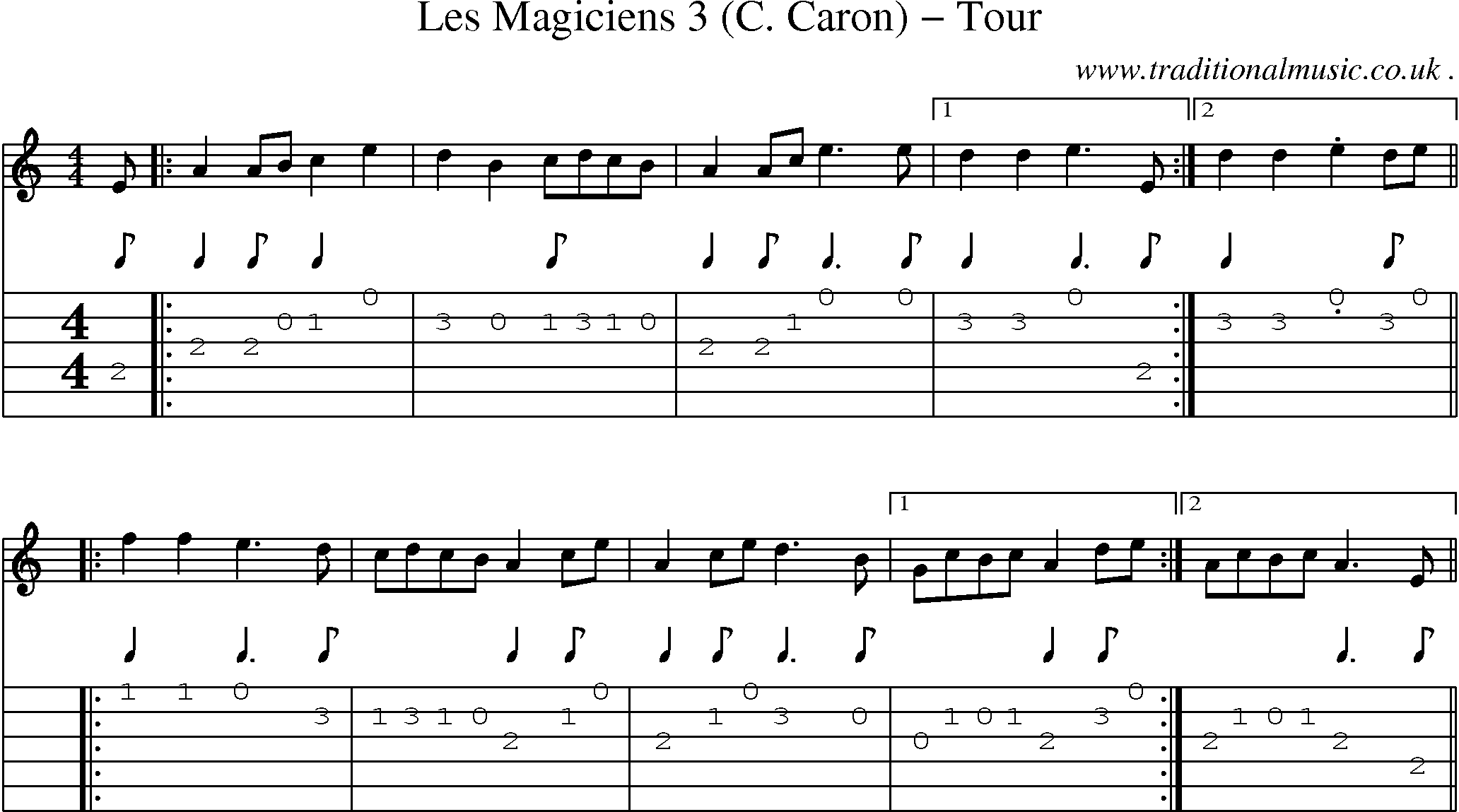Sheet-Music and Guitar Tabs for Les Magiciens 3 (c Caron) Tour