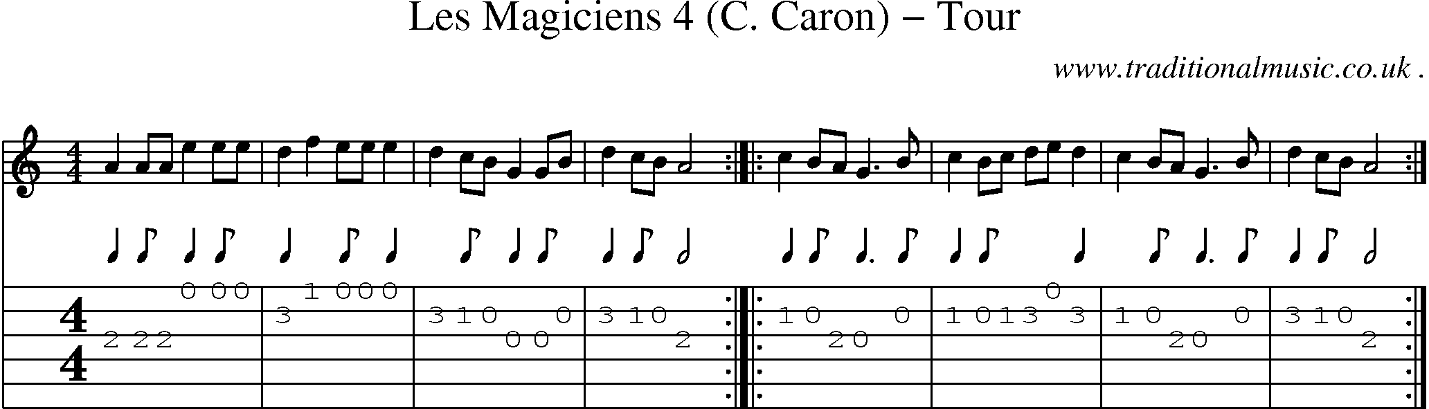 Sheet-Music and Guitar Tabs for Les Magiciens 4 (c Caron) Tour