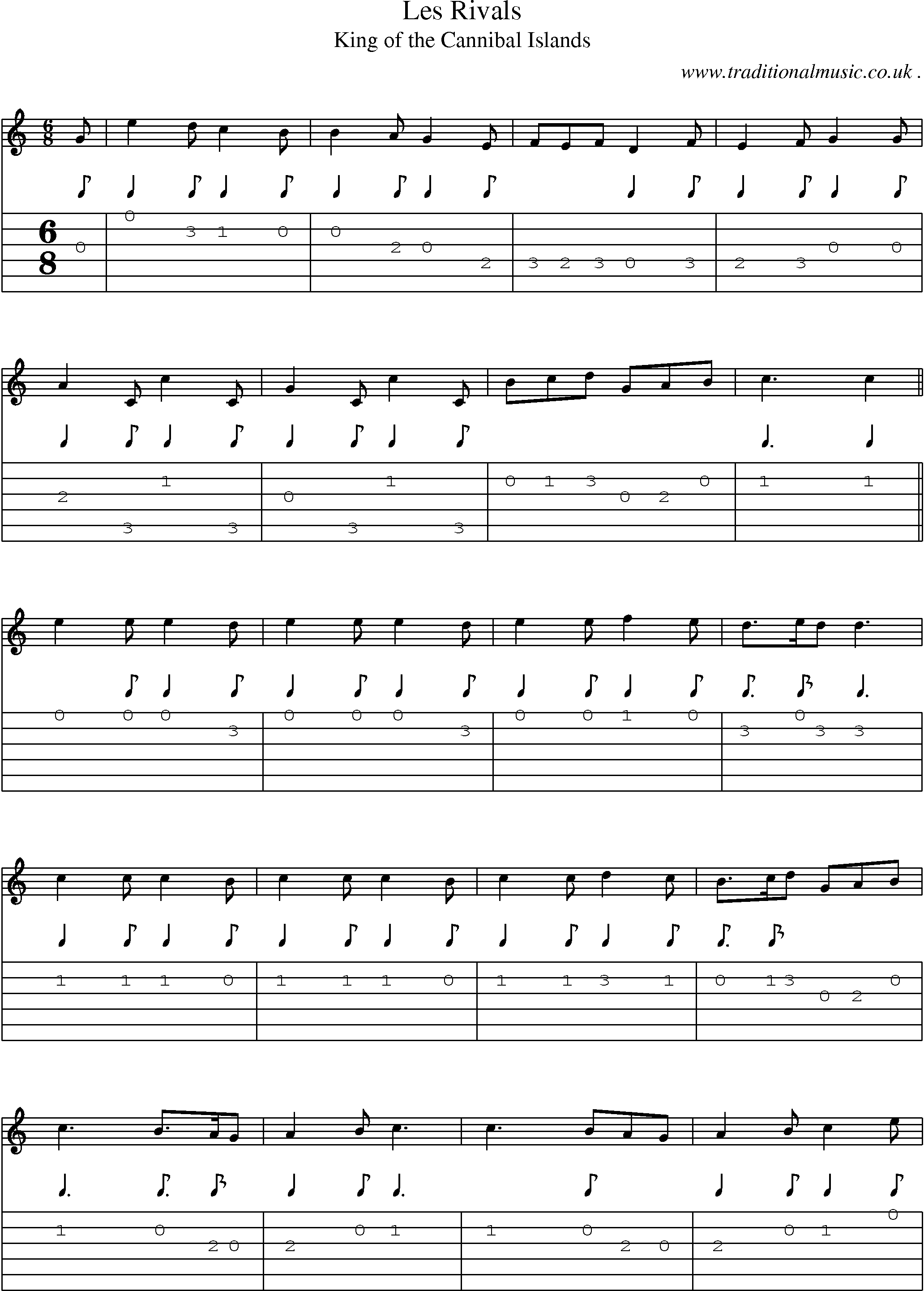 Sheet-Music and Guitar Tabs for Les Rivals