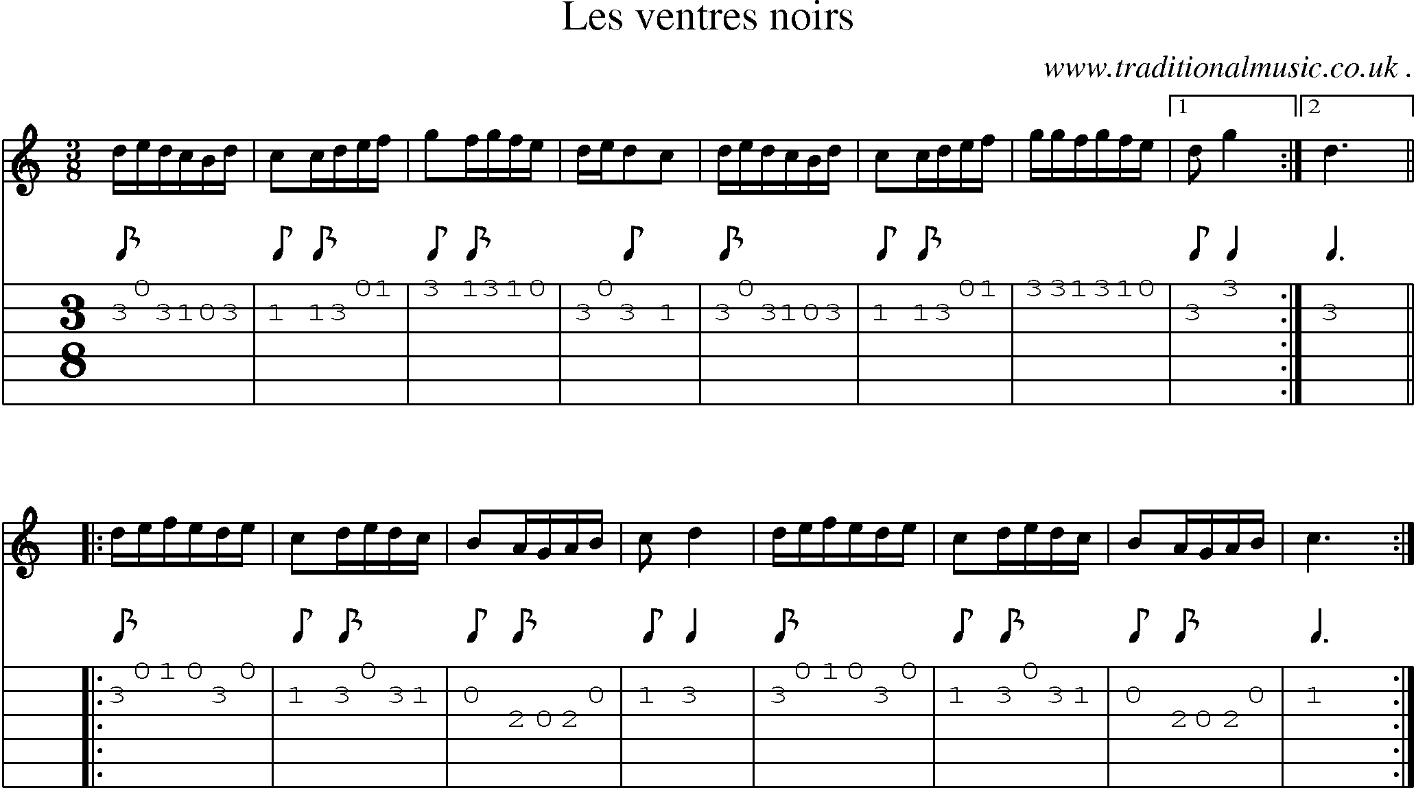 Sheet-Music and Guitar Tabs for Les Ventres Noirs