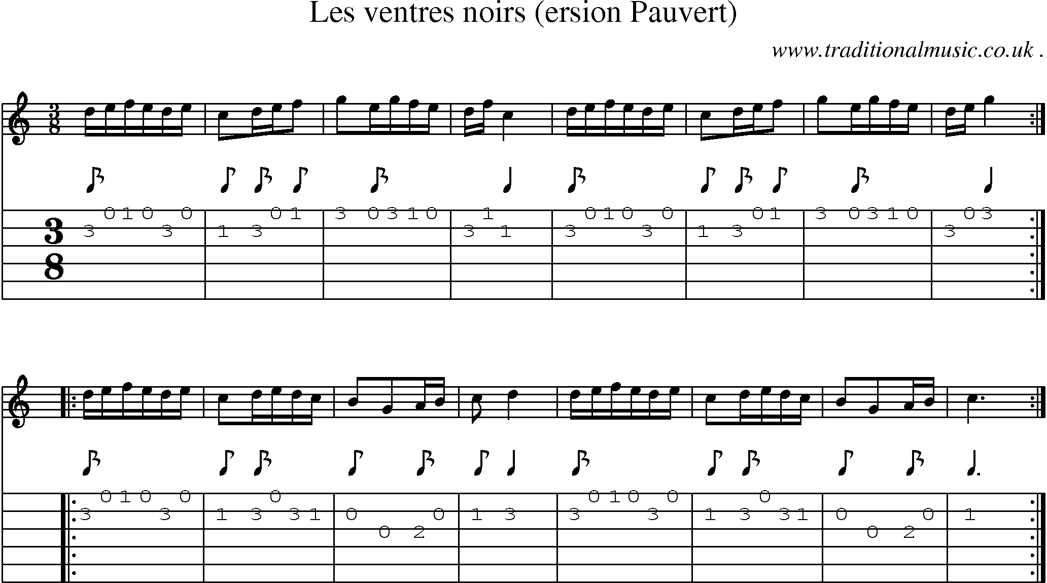 Sheet-Music and Guitar Tabs for Les Ventres Noirs (ersion Pauvert)