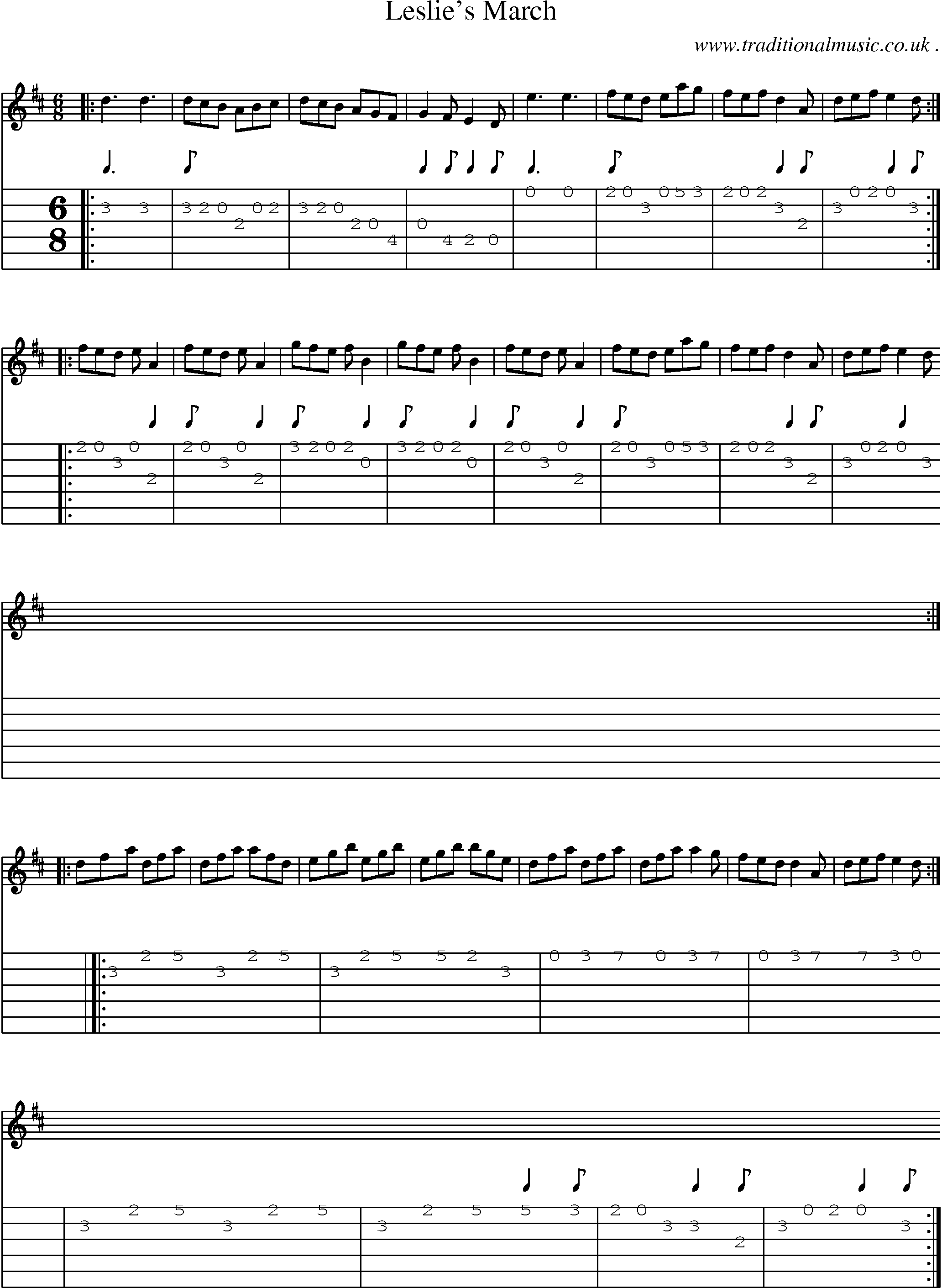 Sheet-Music and Guitar Tabs for Leslies March
