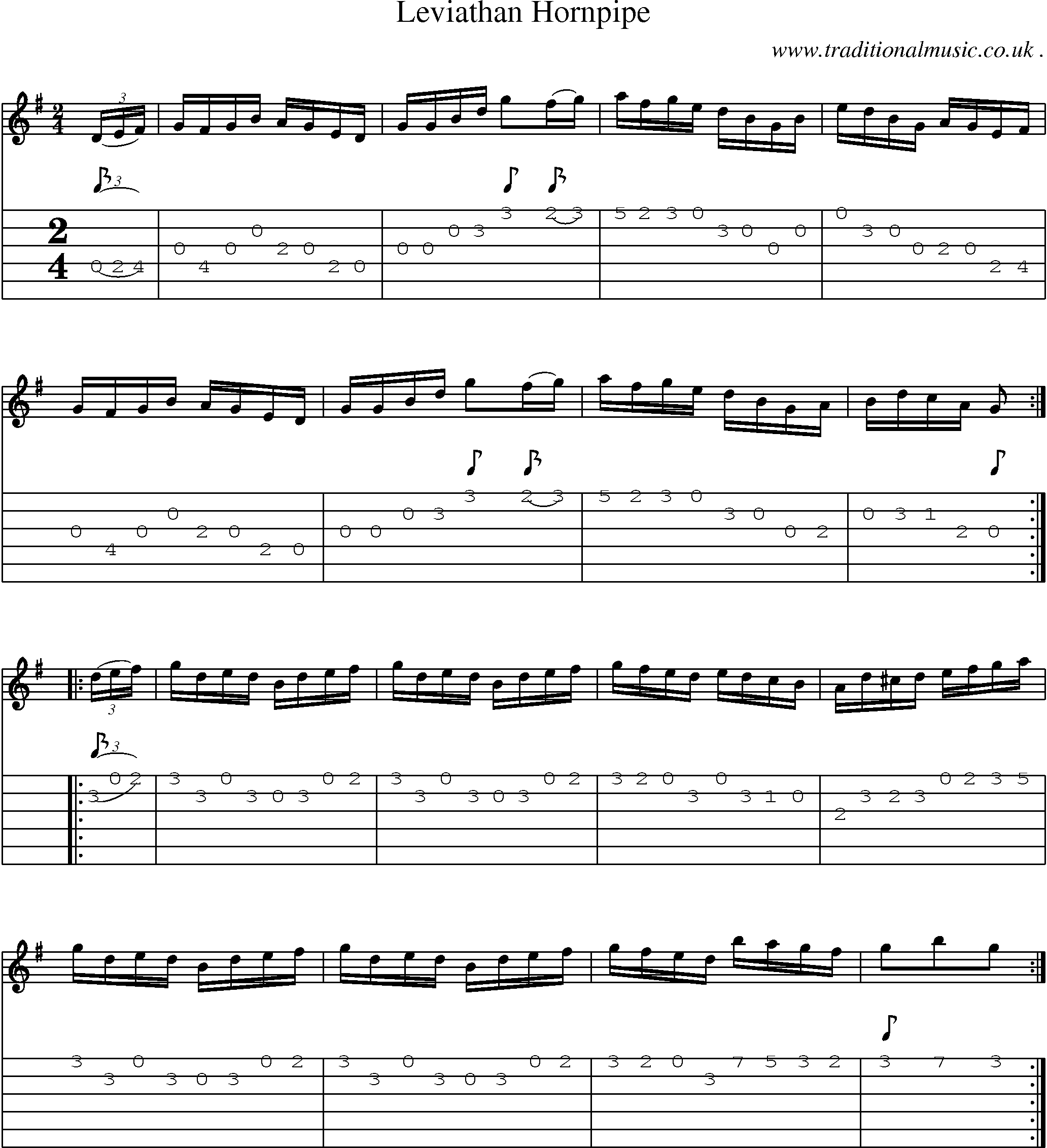 Sheet-Music and Guitar Tabs for Leviathan Hornpipe