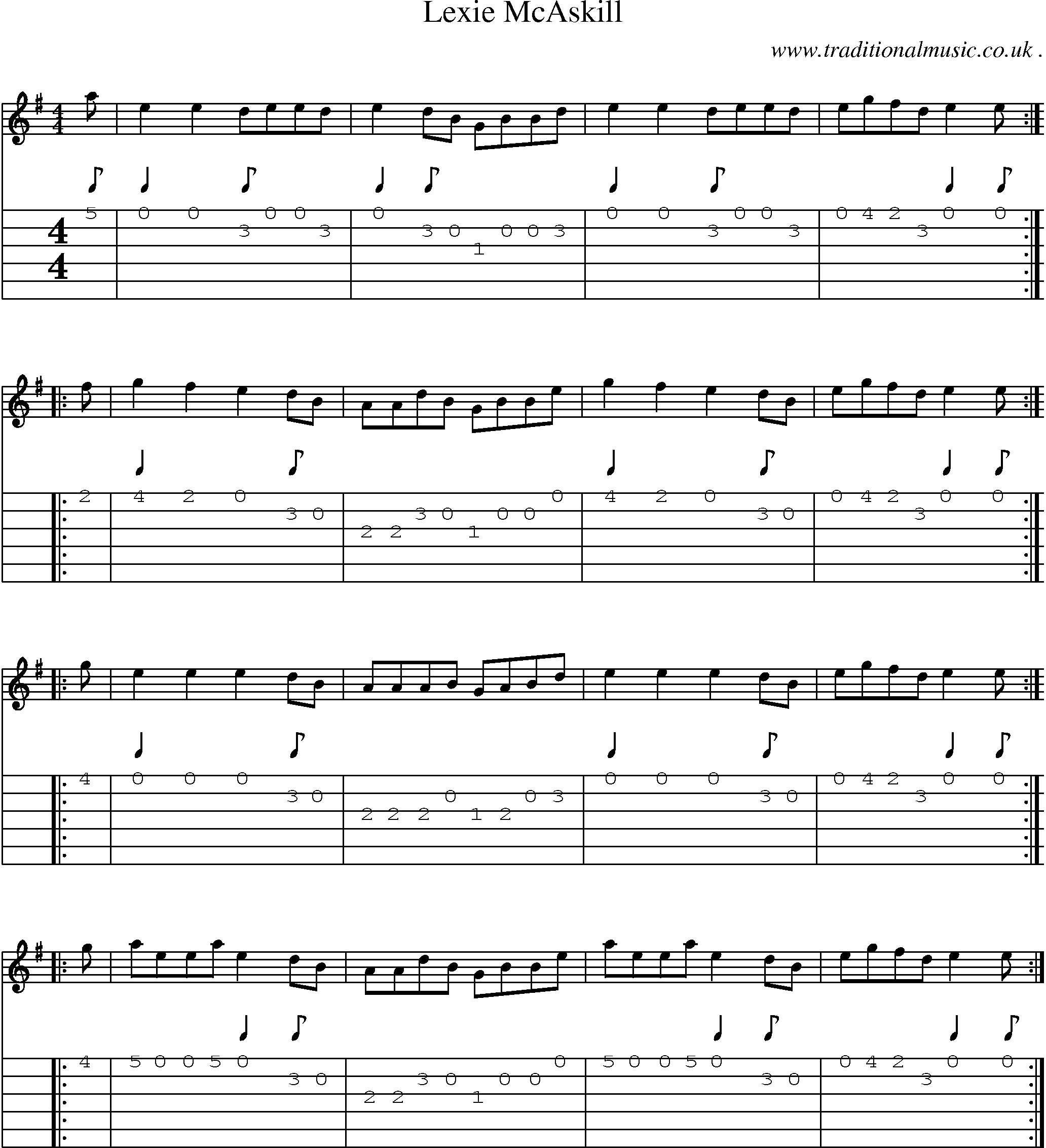 Sheet-Music and Guitar Tabs for Lexie Mcaskill