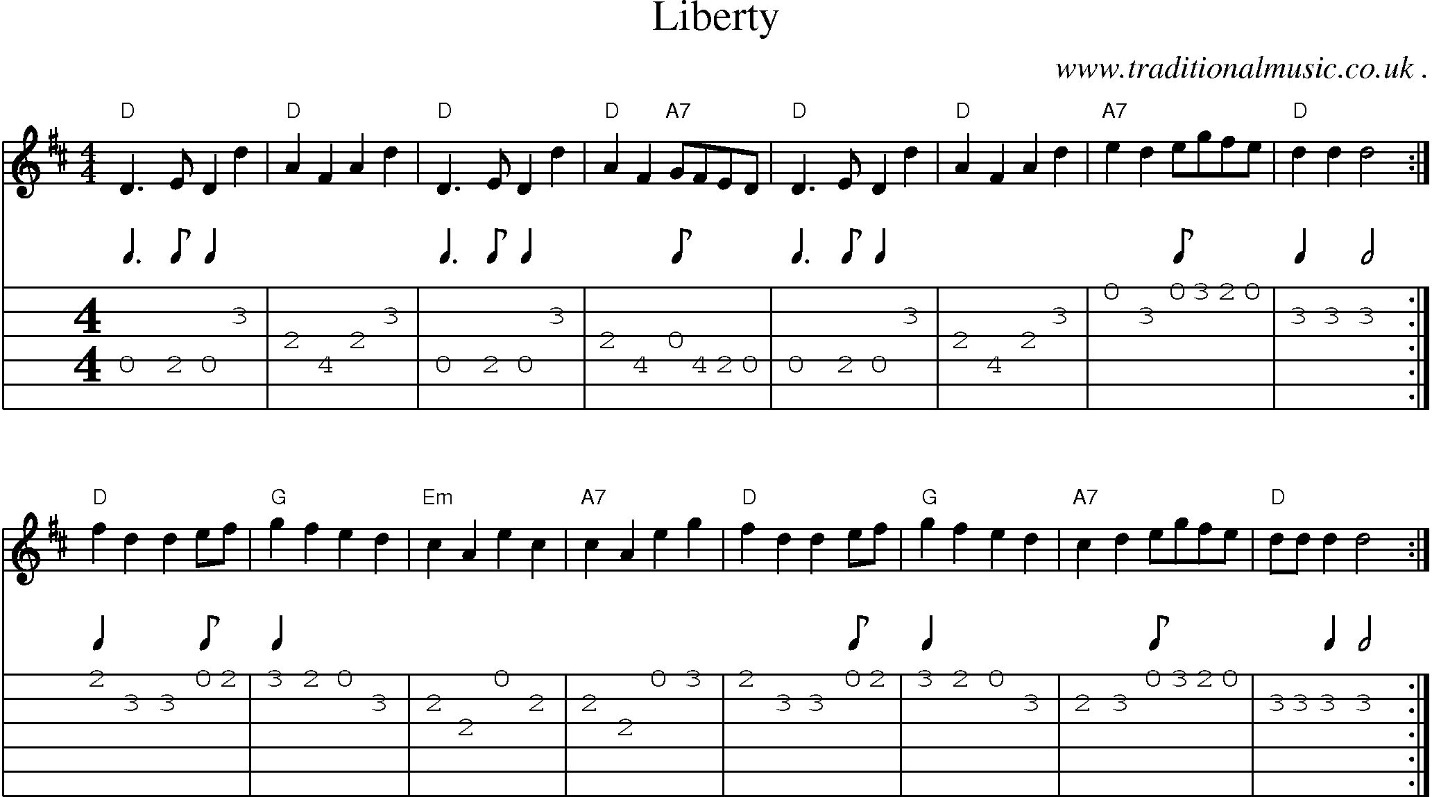 Sheet-Music and Guitar Tabs for Liberty
