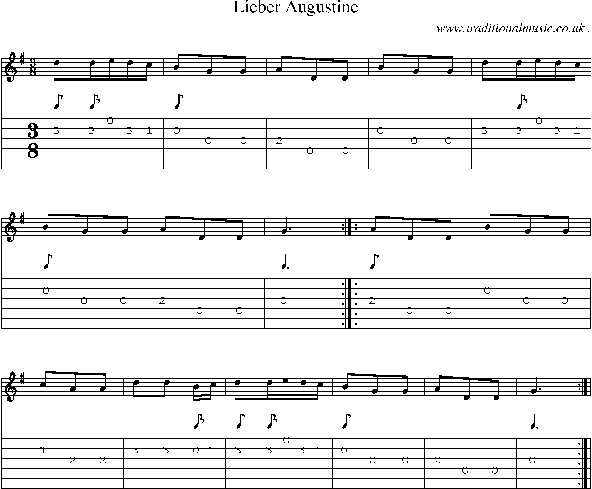 Sheet-Music and Guitar Tabs for Lieber Augustine