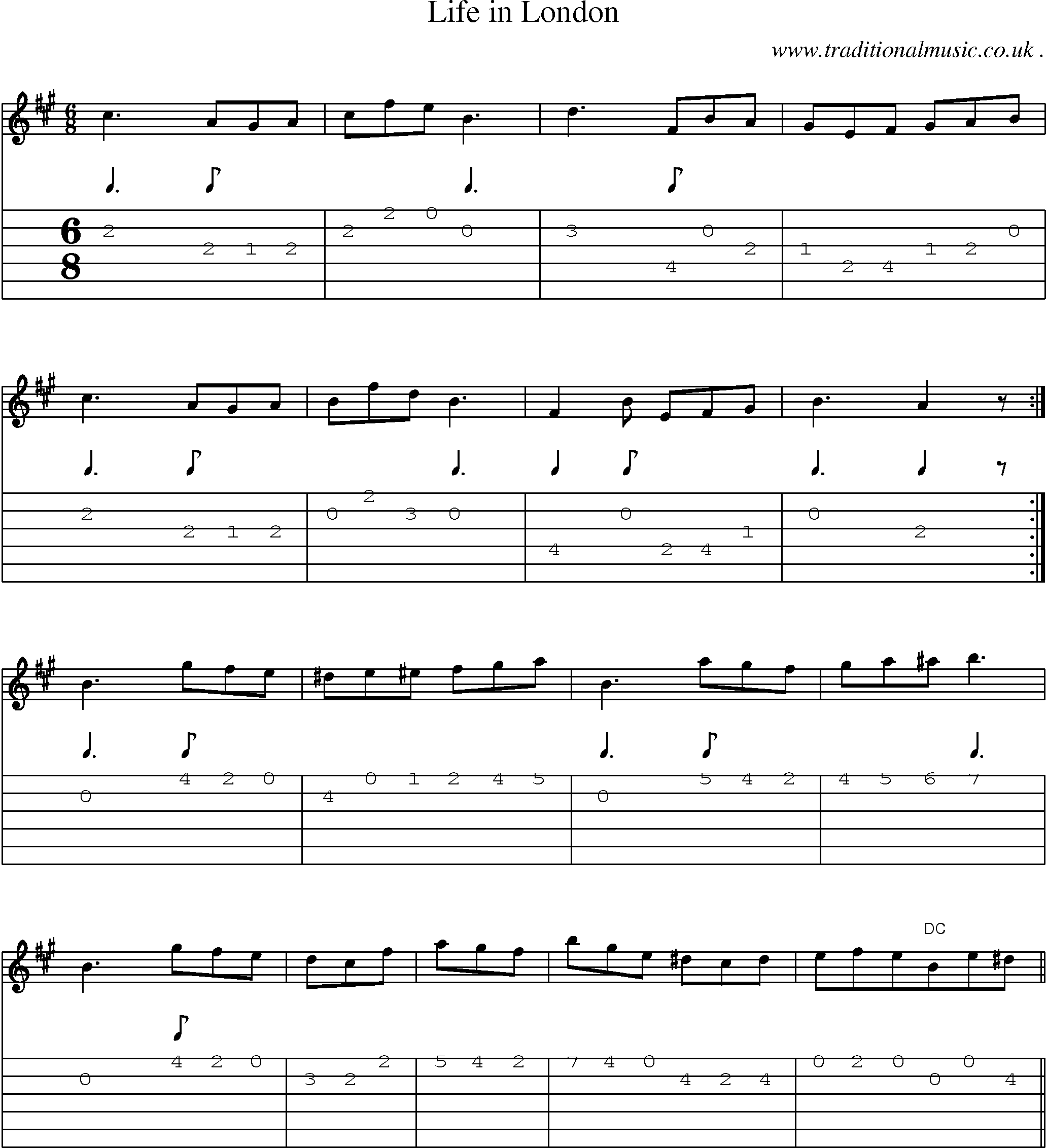 Sheet-Music and Guitar Tabs for Life In London