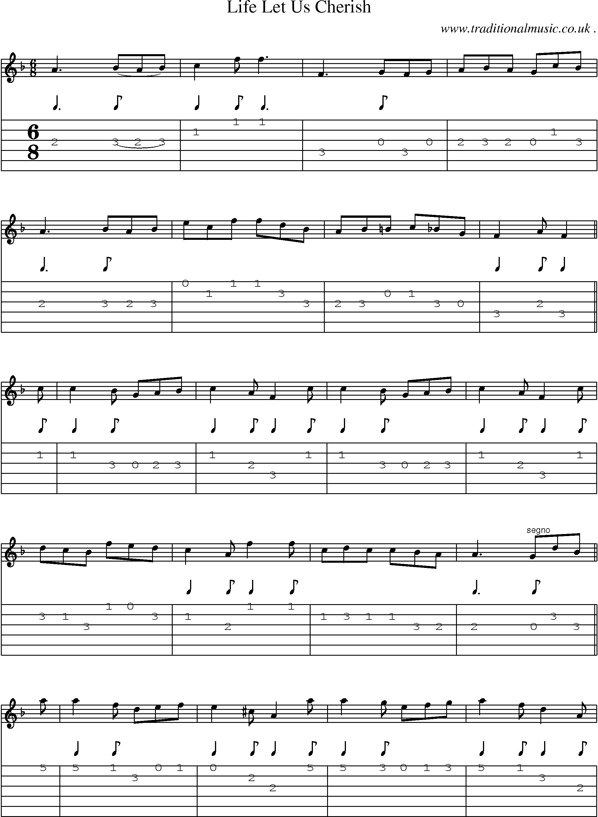 Sheet-Music and Guitar Tabs for Life Let Us Cherish