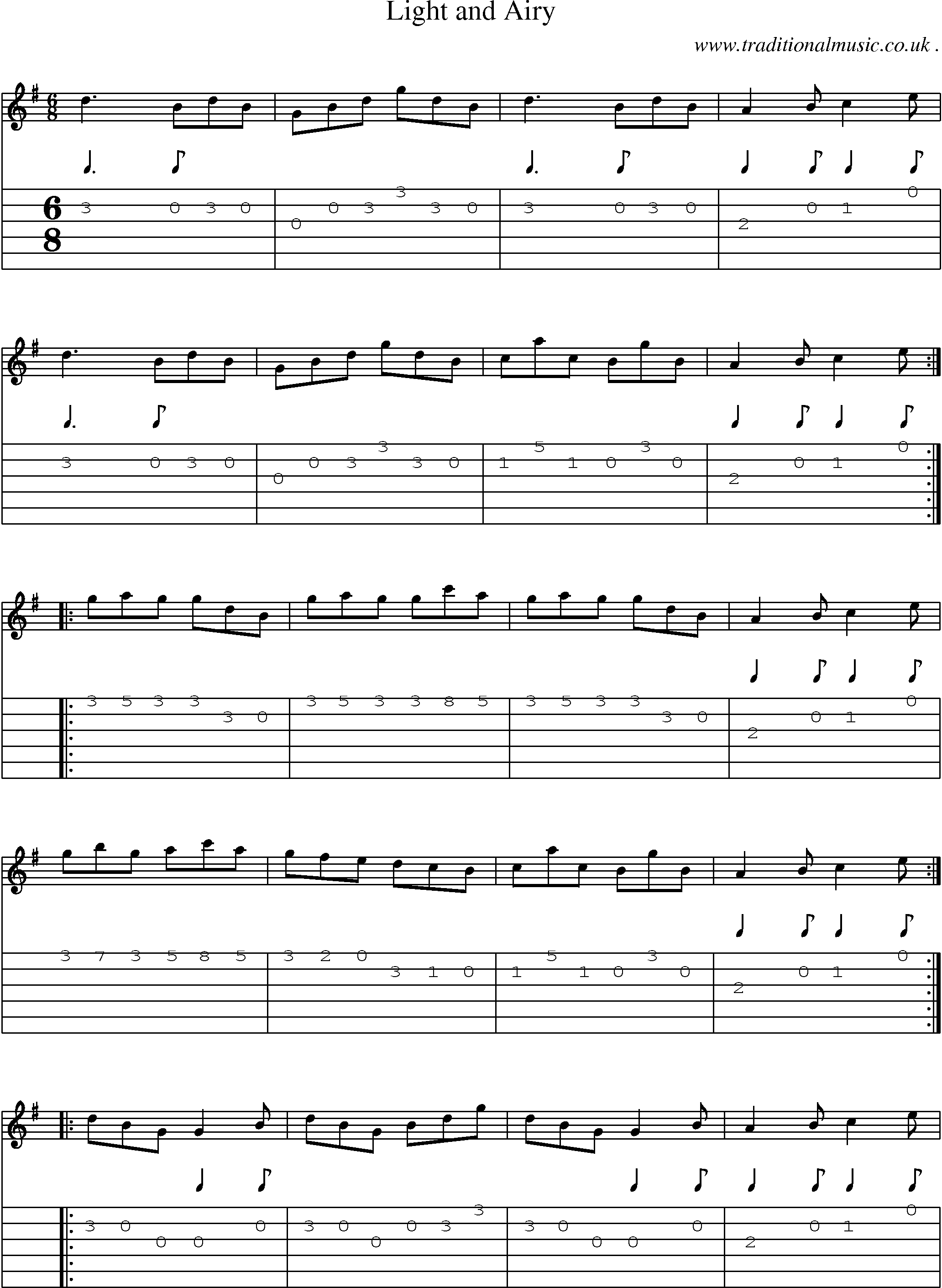 Sheet-Music and Guitar Tabs for Light And Airy