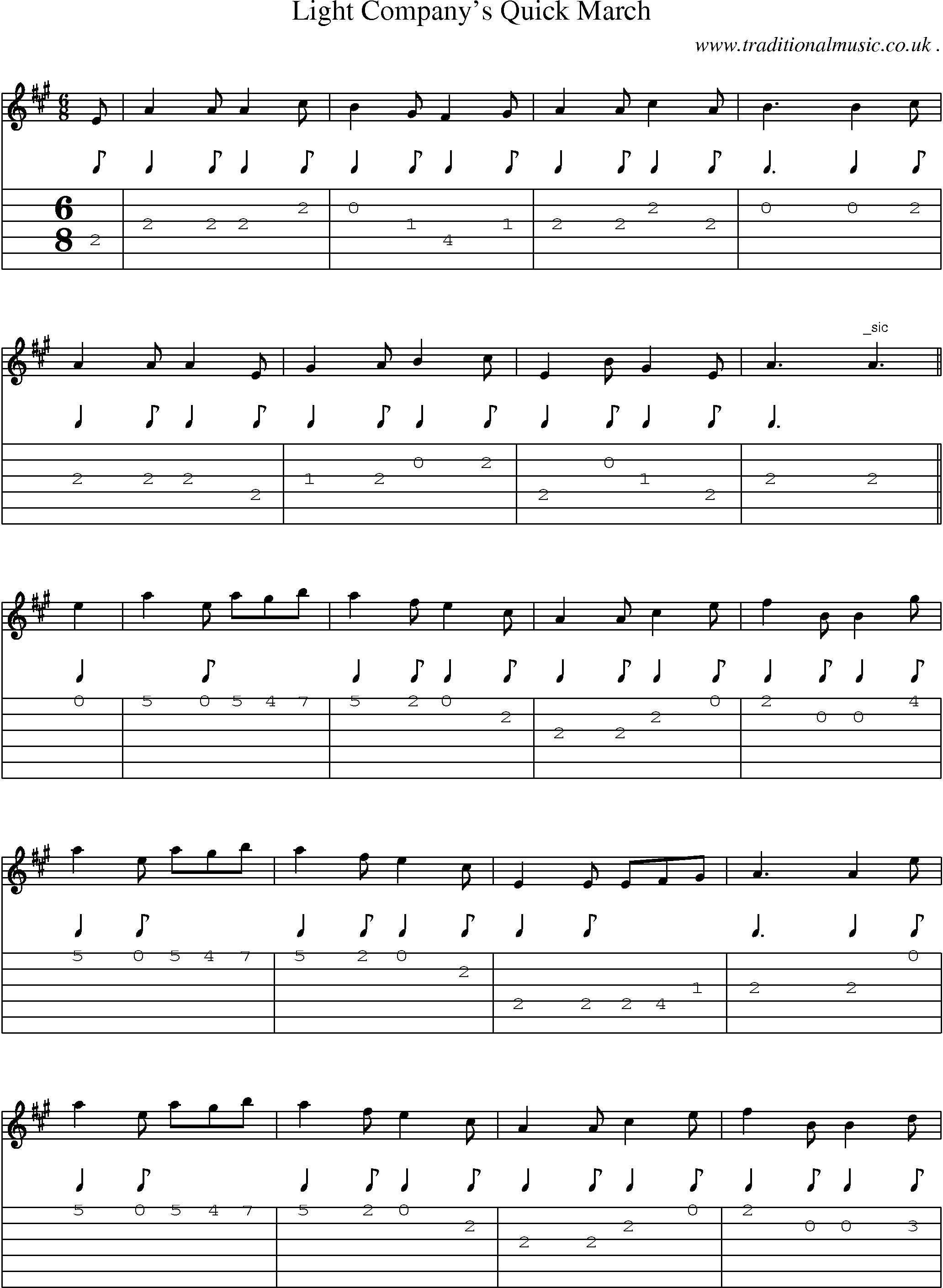 Sheet-Music and Guitar Tabs for Light Companys Quick March