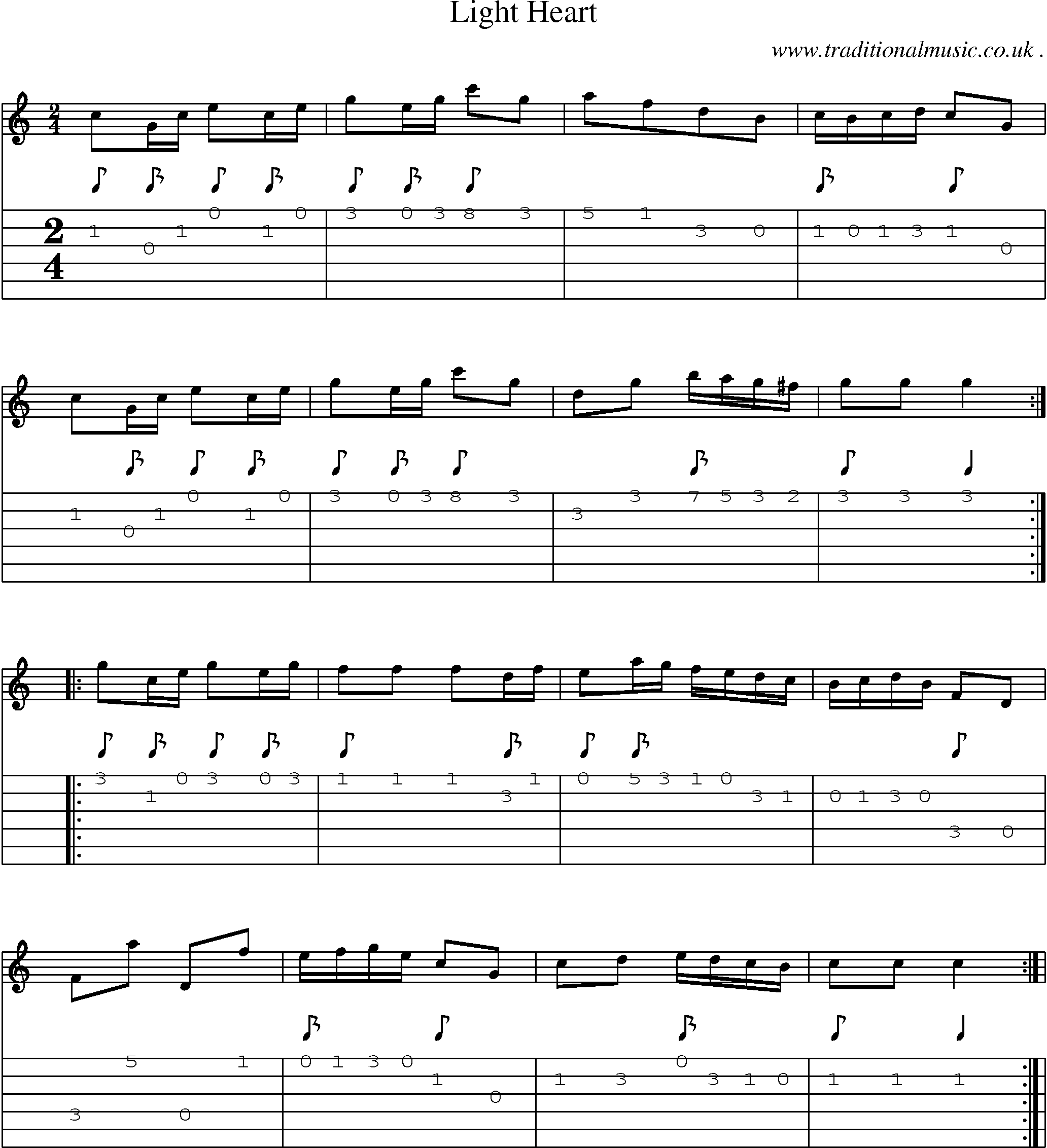 Sheet-Music and Guitar Tabs for Light Heart