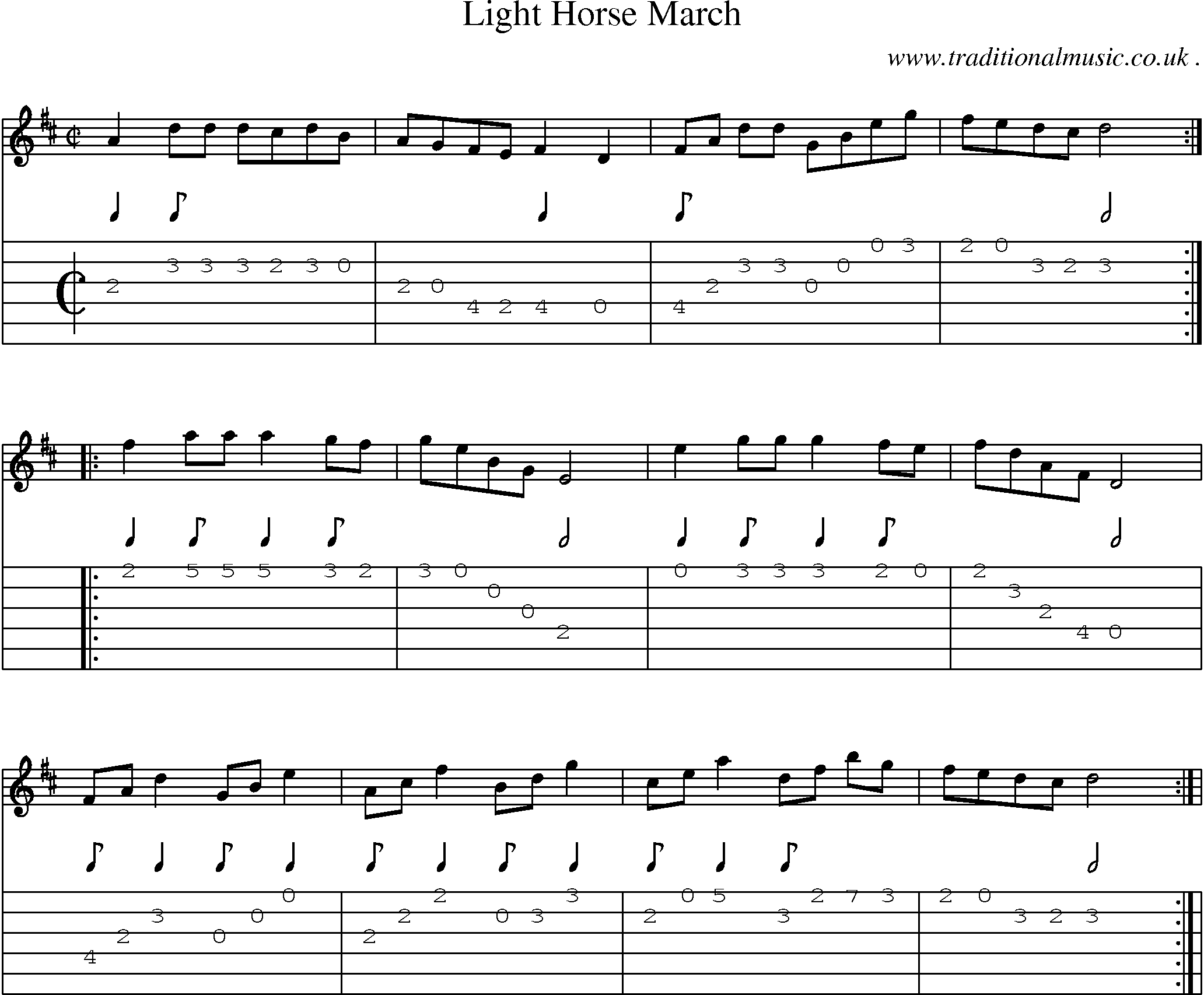 Sheet-Music and Guitar Tabs for Light Horse March