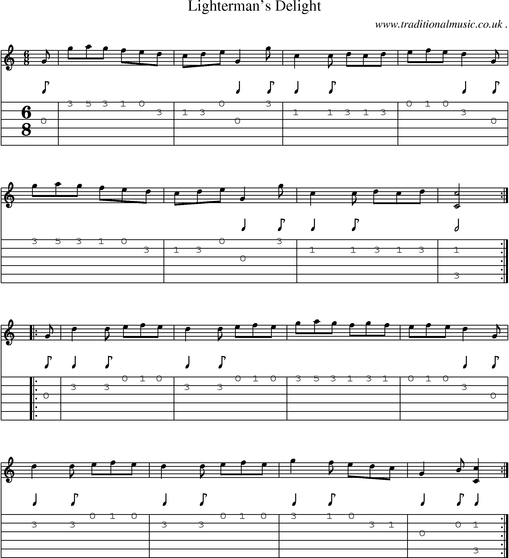 Sheet-Music and Guitar Tabs for Lightermans Delight