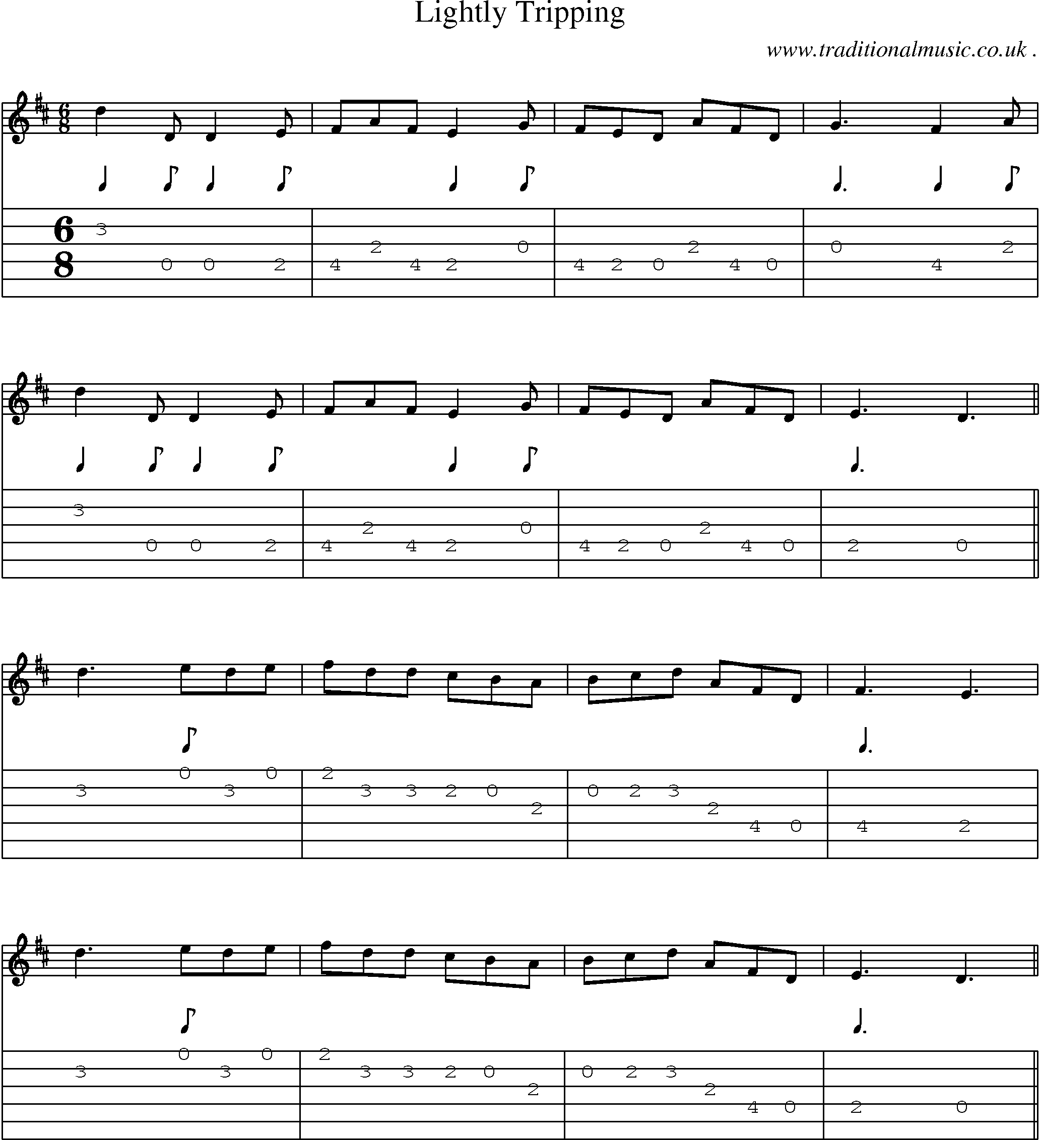 Sheet-Music and Guitar Tabs for Lightly Tripping