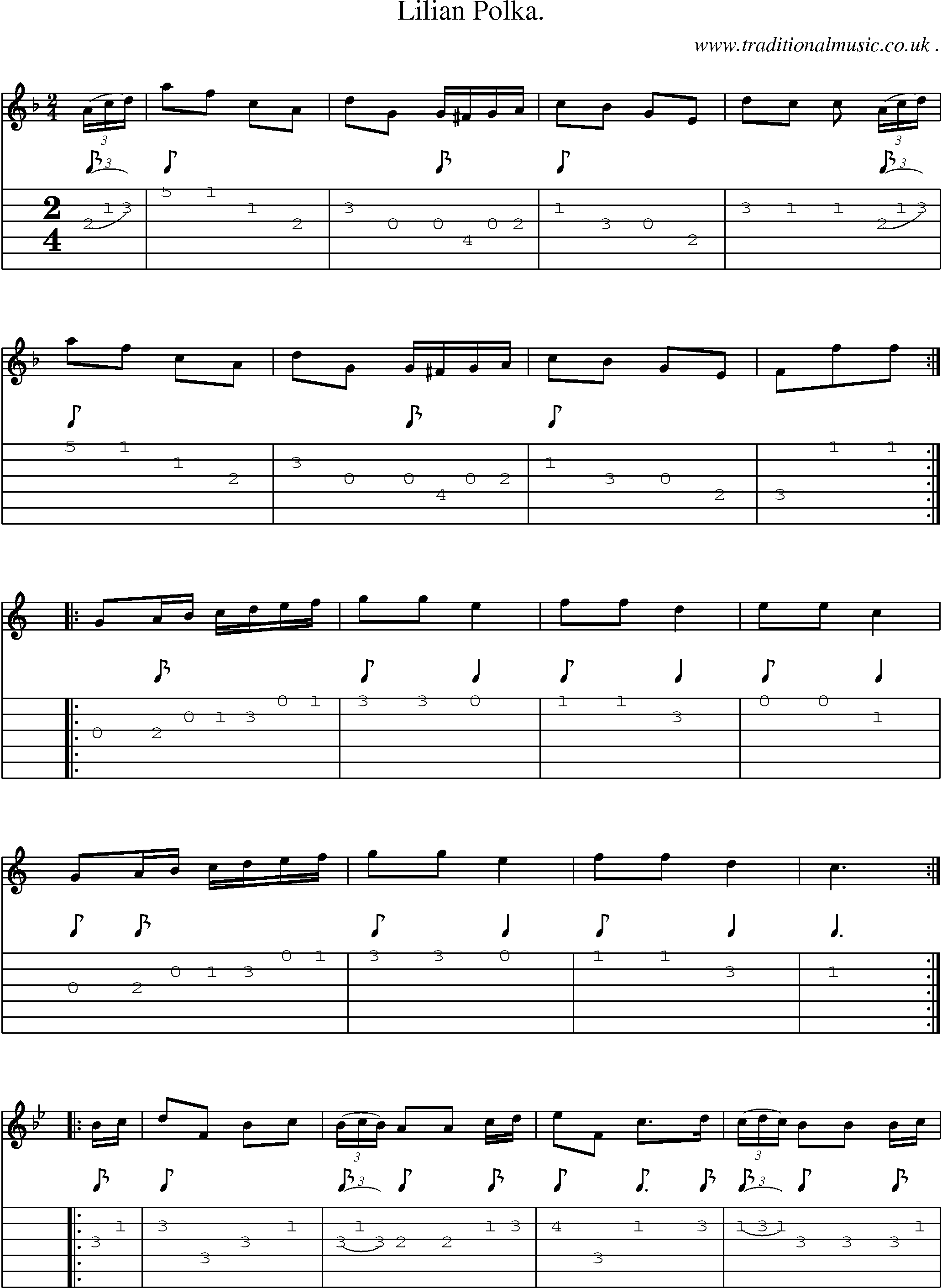 Sheet-Music and Guitar Tabs for Lilian Polka