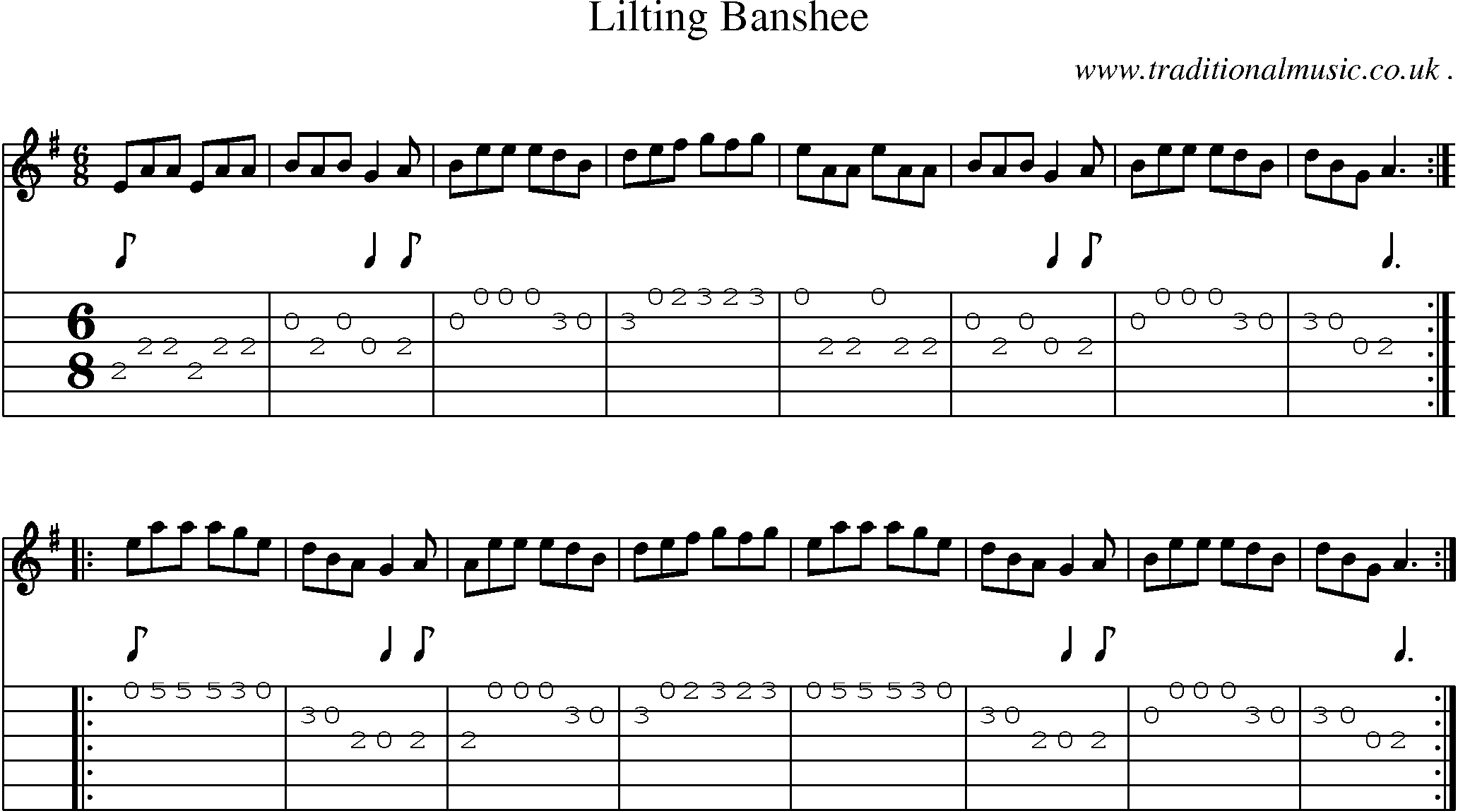 Sheet-Music and Guitar Tabs for Lilting Banshee