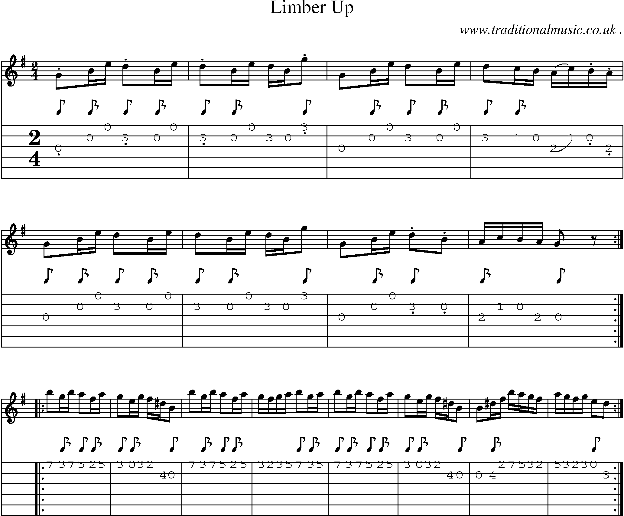 Sheet-Music and Guitar Tabs for Limber Up