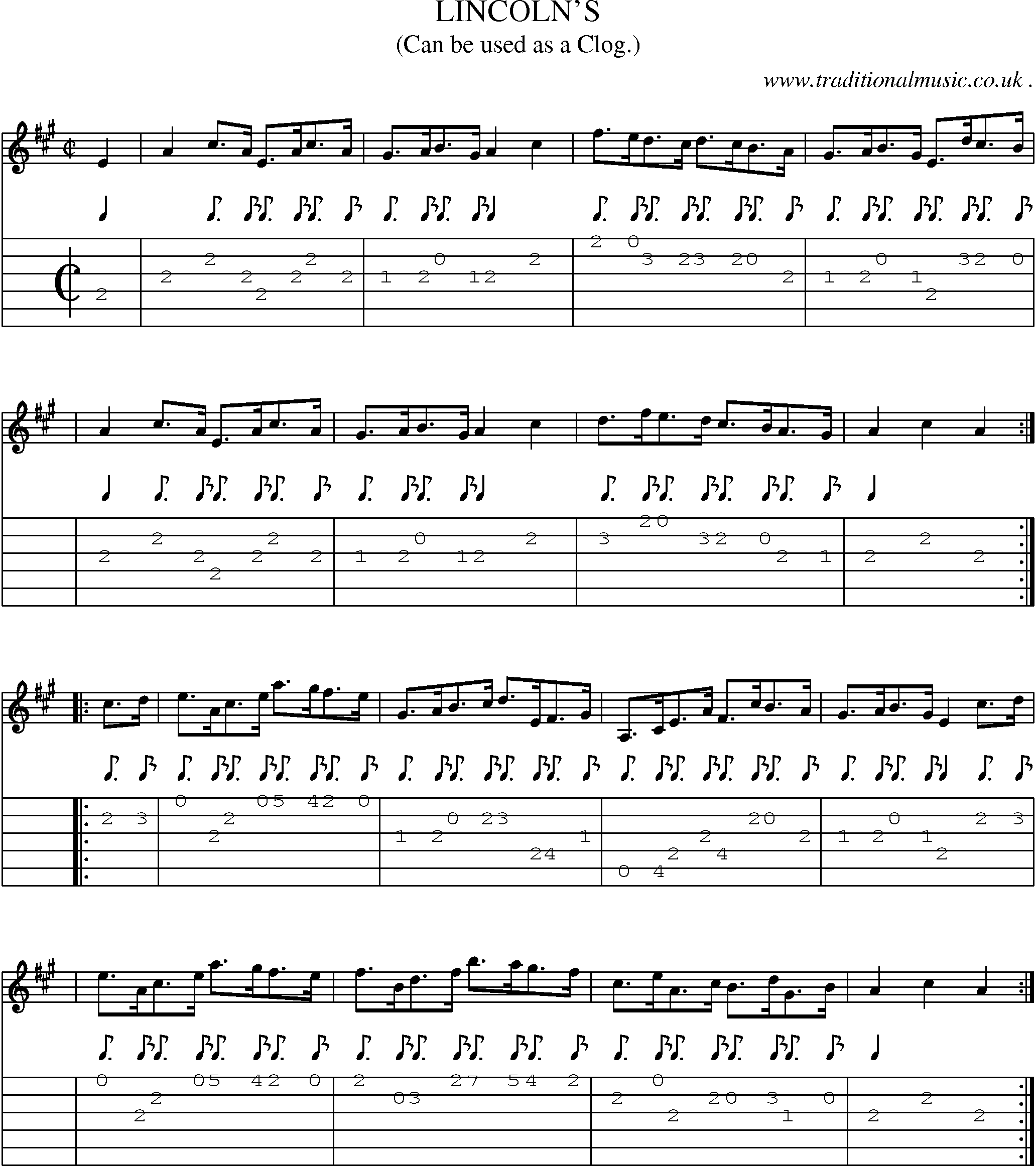 Sheet-Music and Guitar Tabs for Lincolns