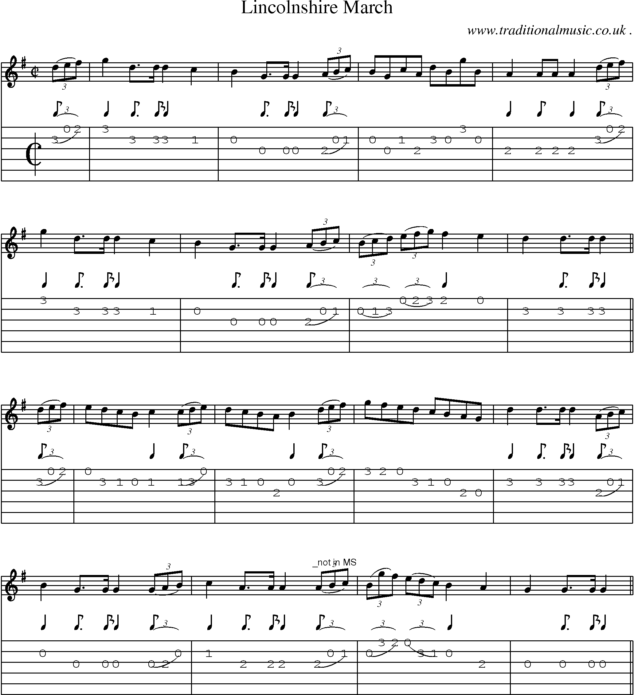 Sheet-Music and Guitar Tabs for Lincolnshire March