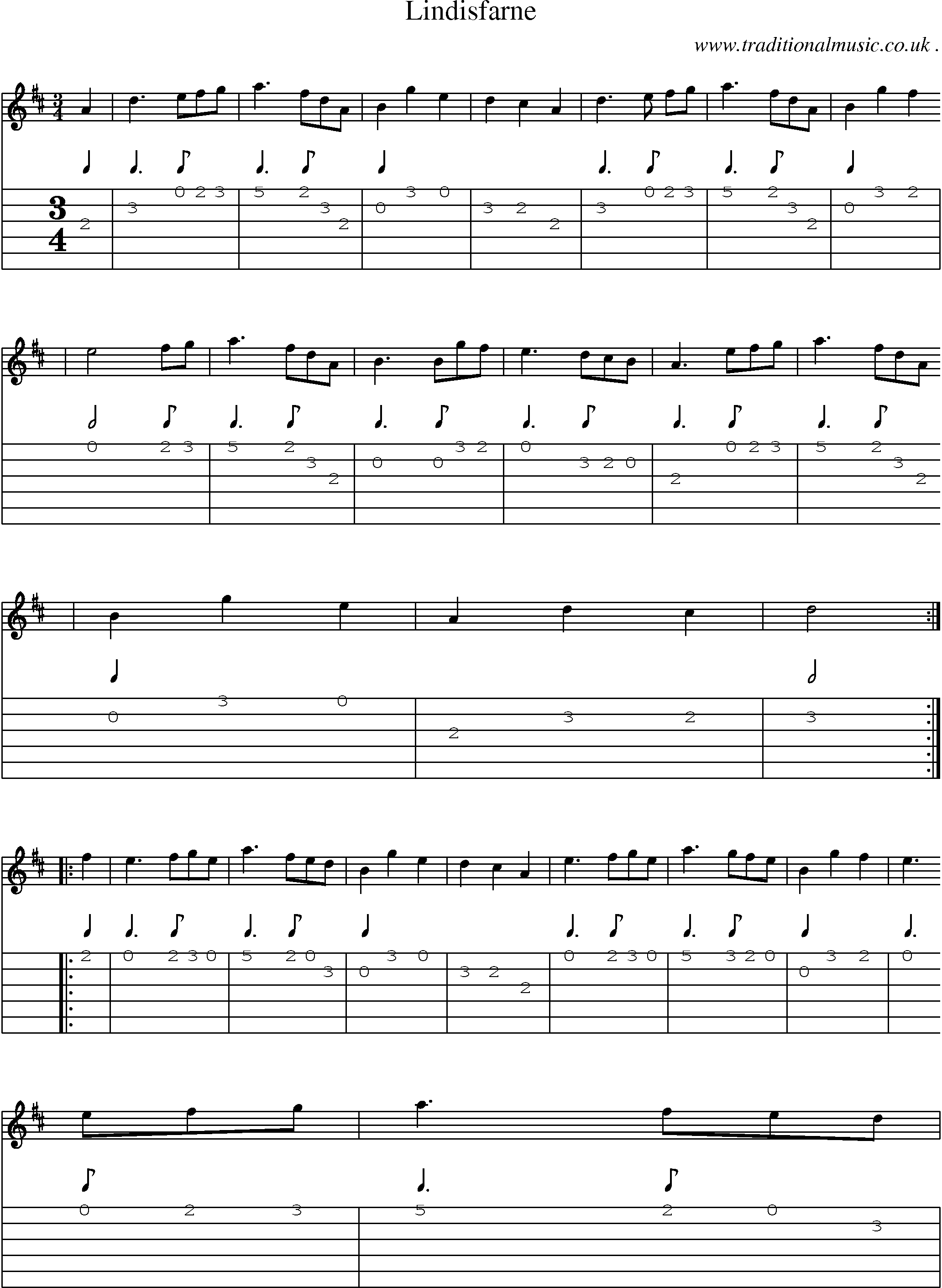 Sheet-Music and Guitar Tabs for Lindisfarne