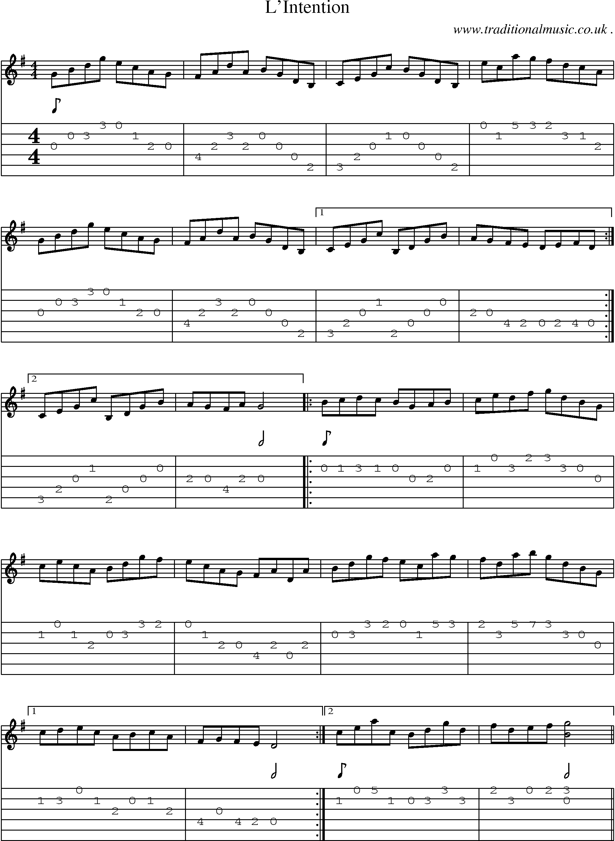 Sheet-Music and Guitar Tabs for Lintention
