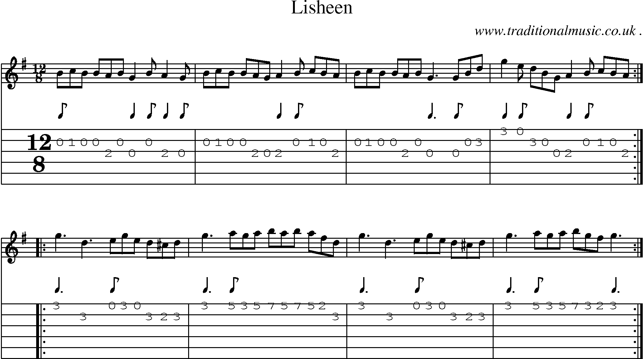 Sheet-Music and Guitar Tabs for Lisheen