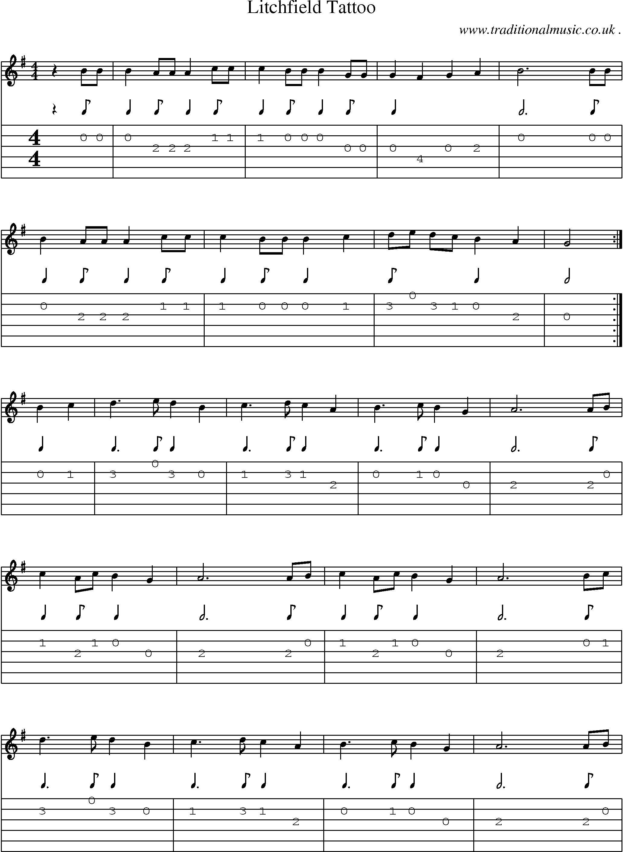 Sheet-Music and Guitar Tabs for Litchfield Tattoo