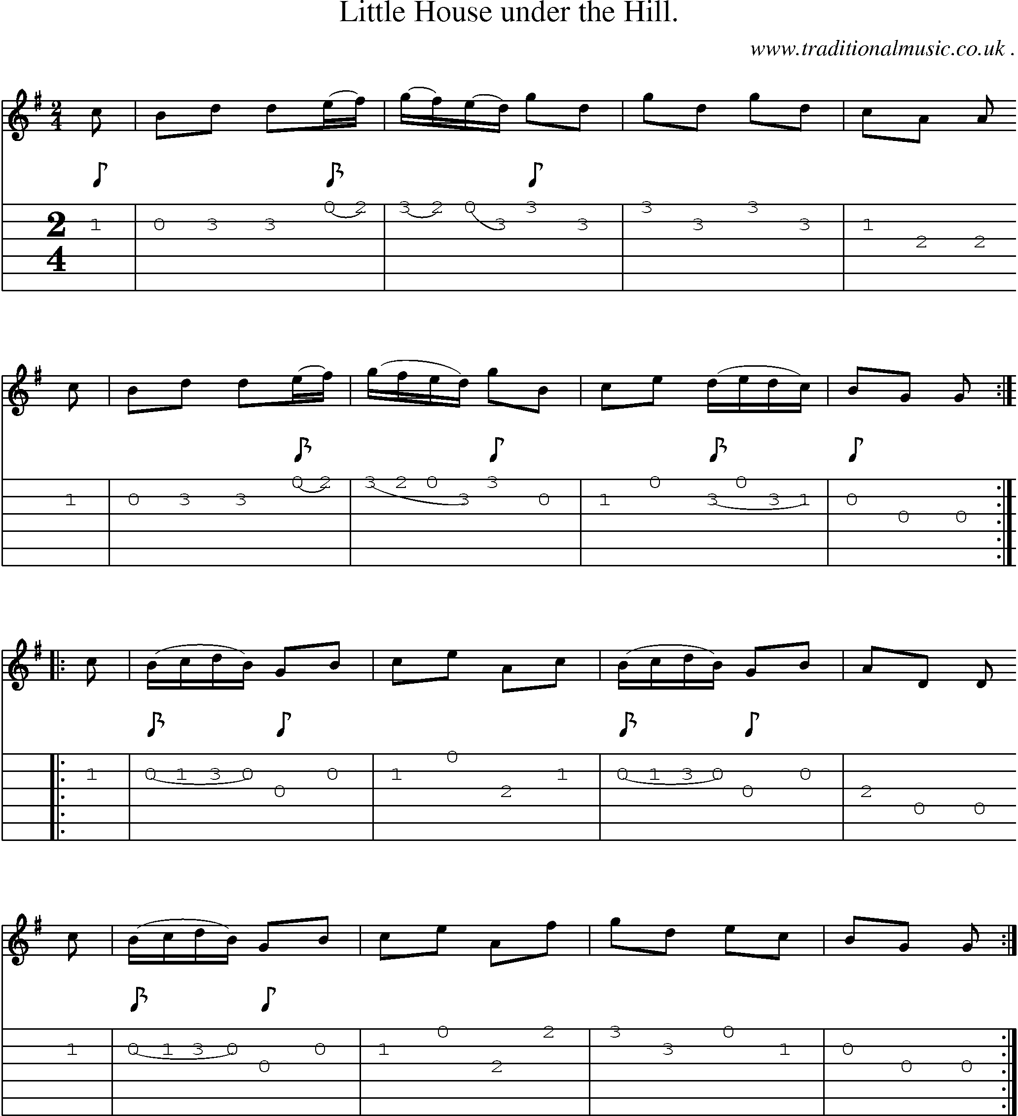 Sheet-Music and Guitar Tabs for Little House Under The Hill