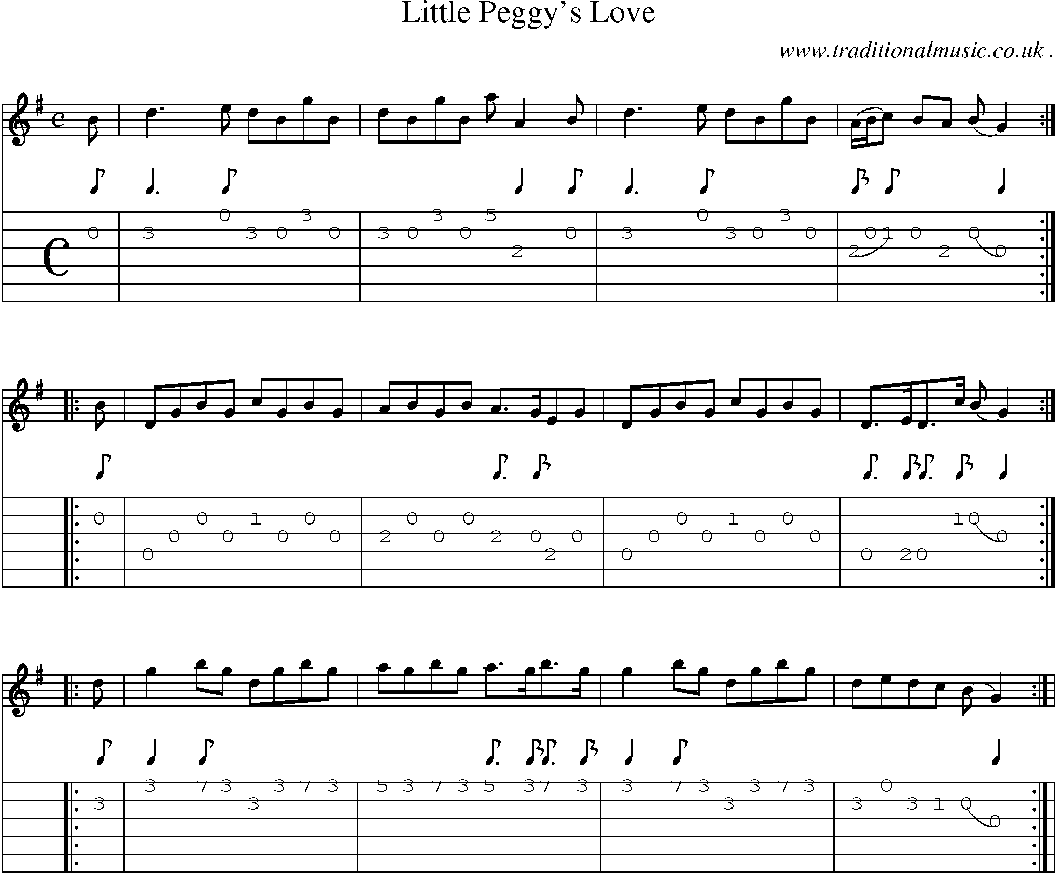 Sheet-Music and Guitar Tabs for Little Peggys Love