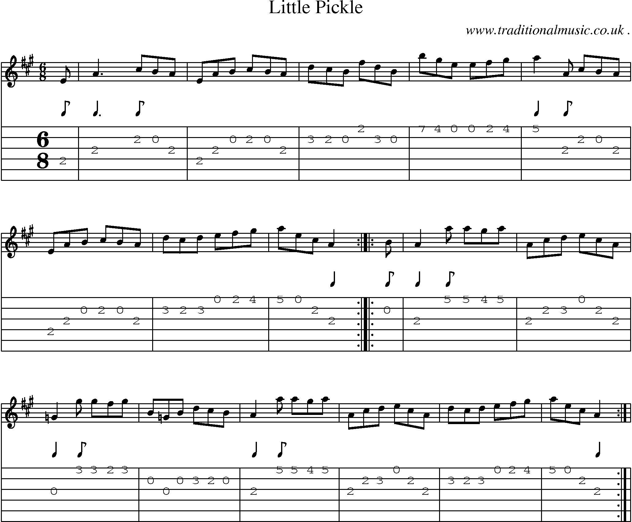 Sheet-Music and Guitar Tabs for Little Pickle