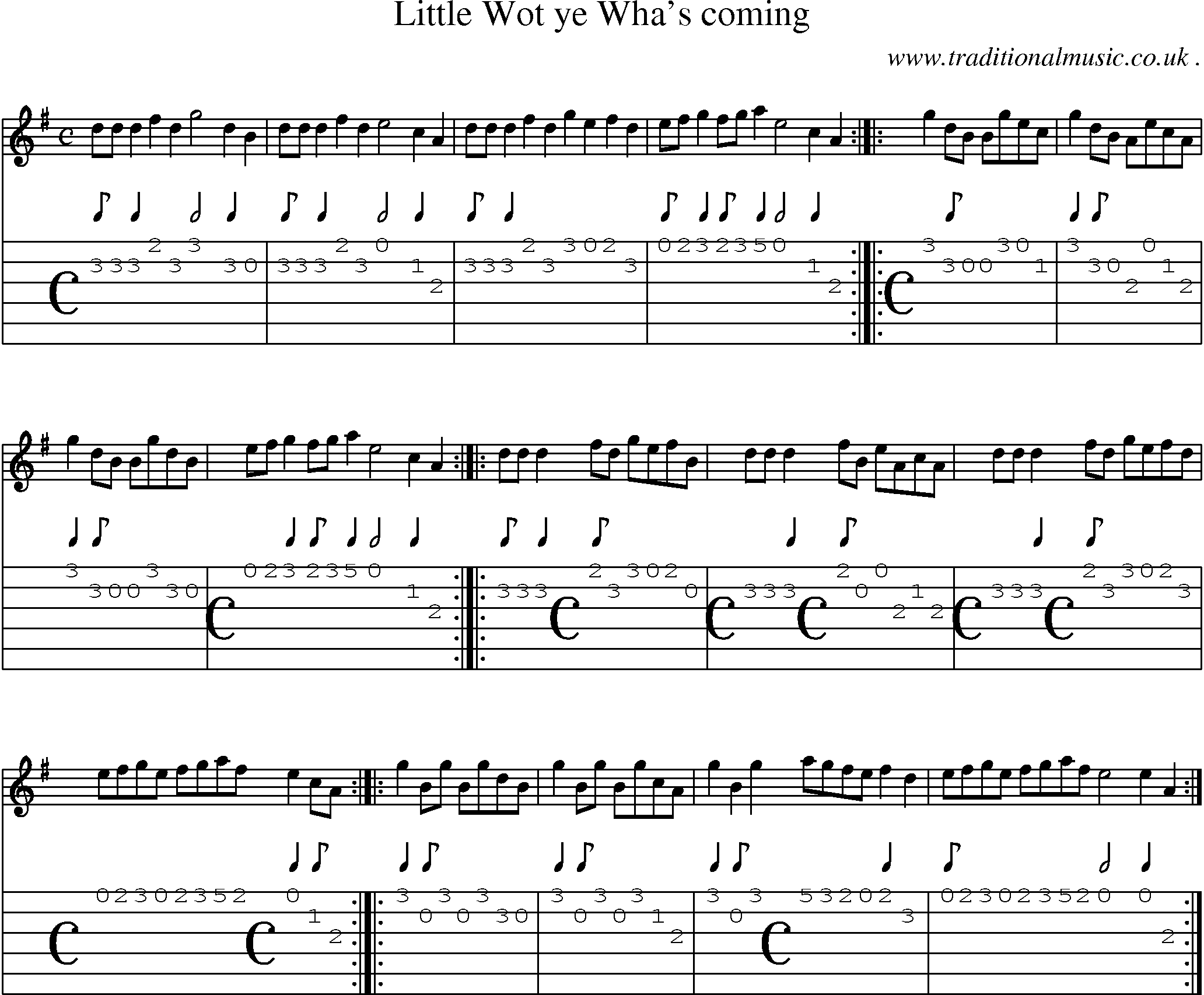 Sheet-Music and Guitar Tabs for Little Wot Ye Whas Coming