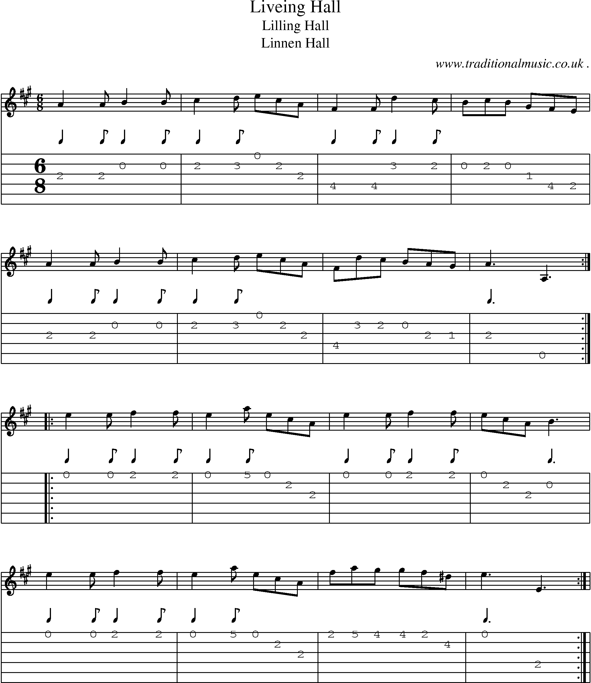 Sheet-Music and Guitar Tabs for Liveing Hall
