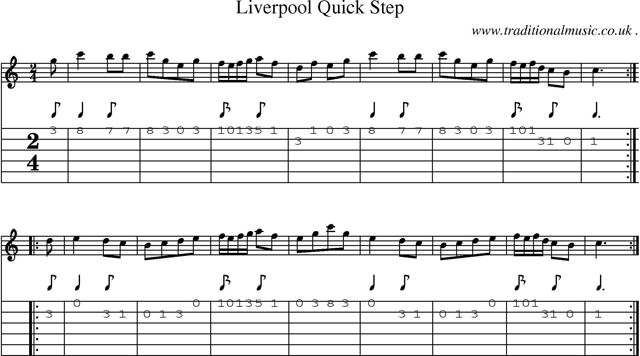 Sheet-Music and Guitar Tabs for Liverpool Quick Step