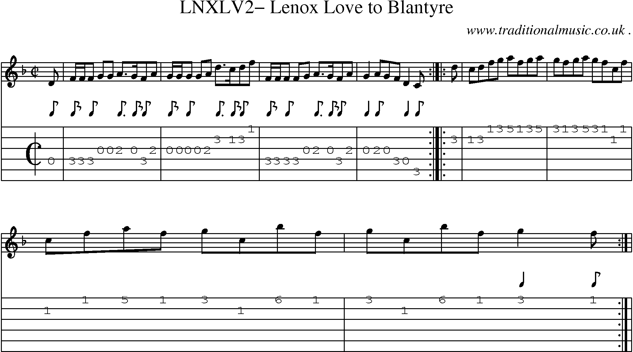 Sheet-Music and Guitar Tabs for Lnxlv2 Lenox Love To Blantyre