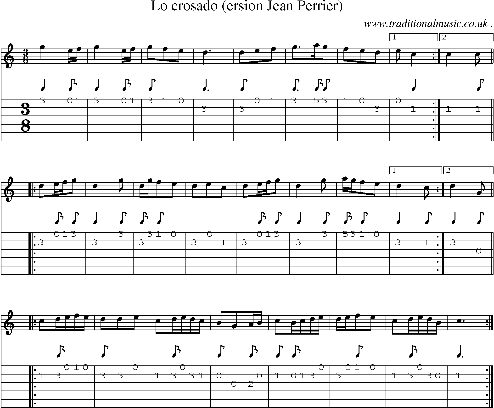 Sheet-Music and Guitar Tabs for Lo Crosado (ersion Jean Perrier)